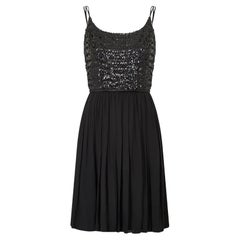 1960s Black Sequin Bodice and Georgette Dress