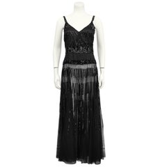1960s Black Sheer and Sequin Gown Ensemble