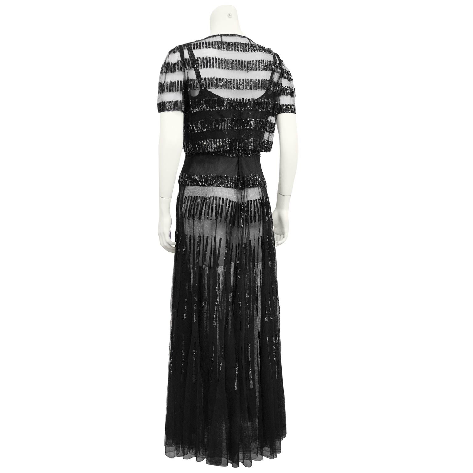 Ensemble robe noire transparente et à paillettes des années 1960 Bon état - En vente à Toronto, Ontario