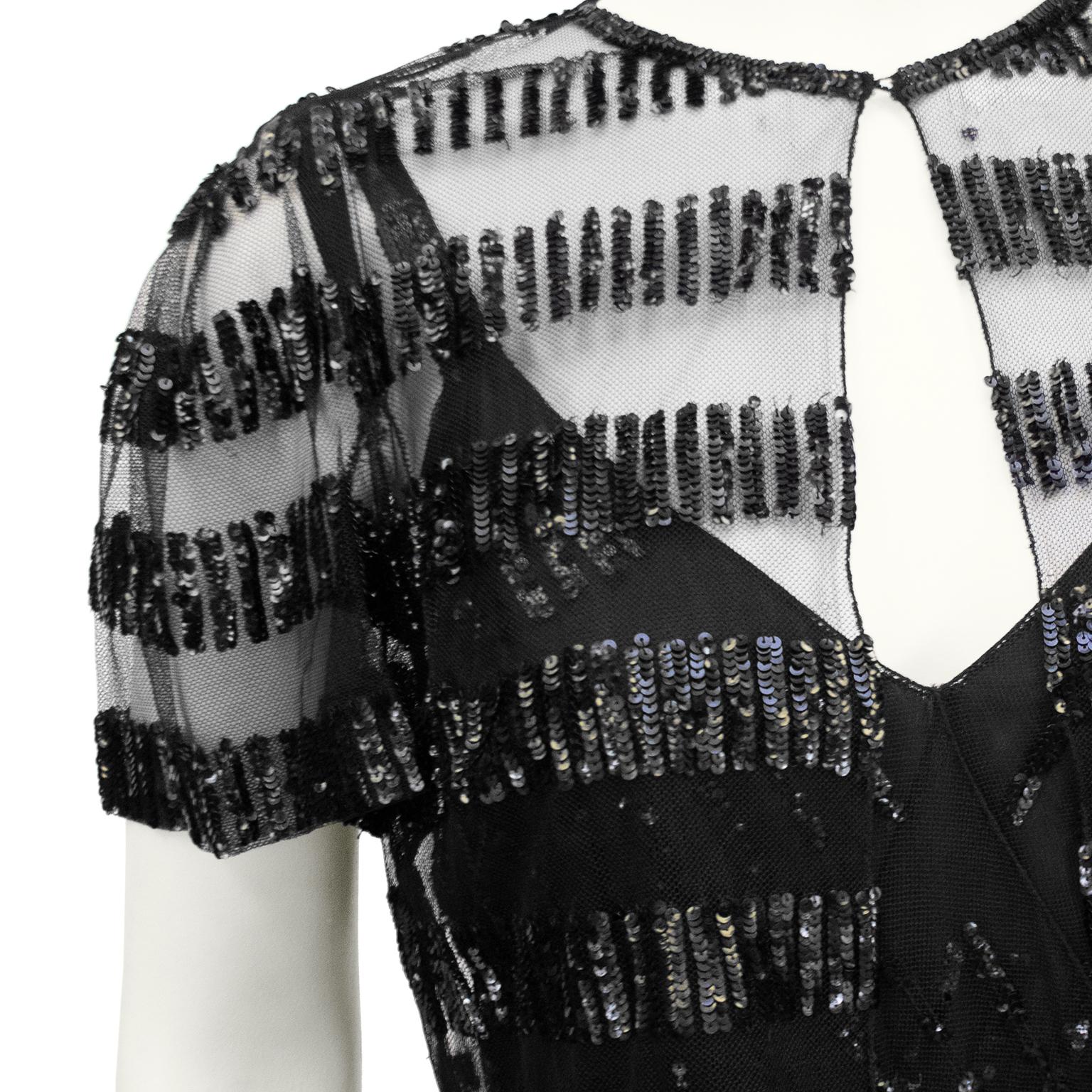 1960s Black Sheer and Sequin Gown Ensemble  In Good Condition For Sale In Toronto, Ontario