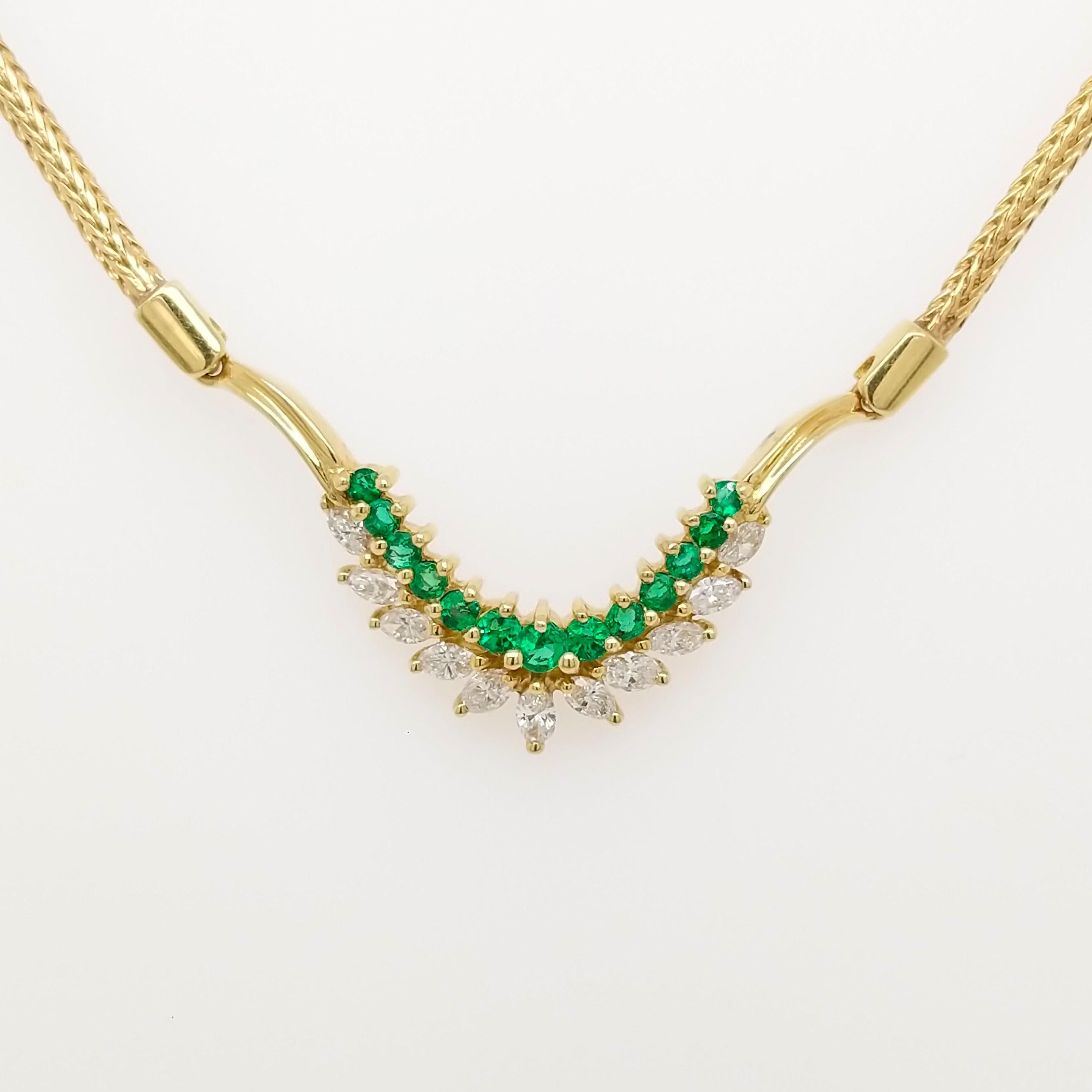 This timeless necklace was made by and is signed by Black, Starr & Frost, the oldest operating jewelry company in the United States! Dated to the 1960s and made of 18K yellow gold and amazing diamonds and emeralds, this necklace is guaranteed to
