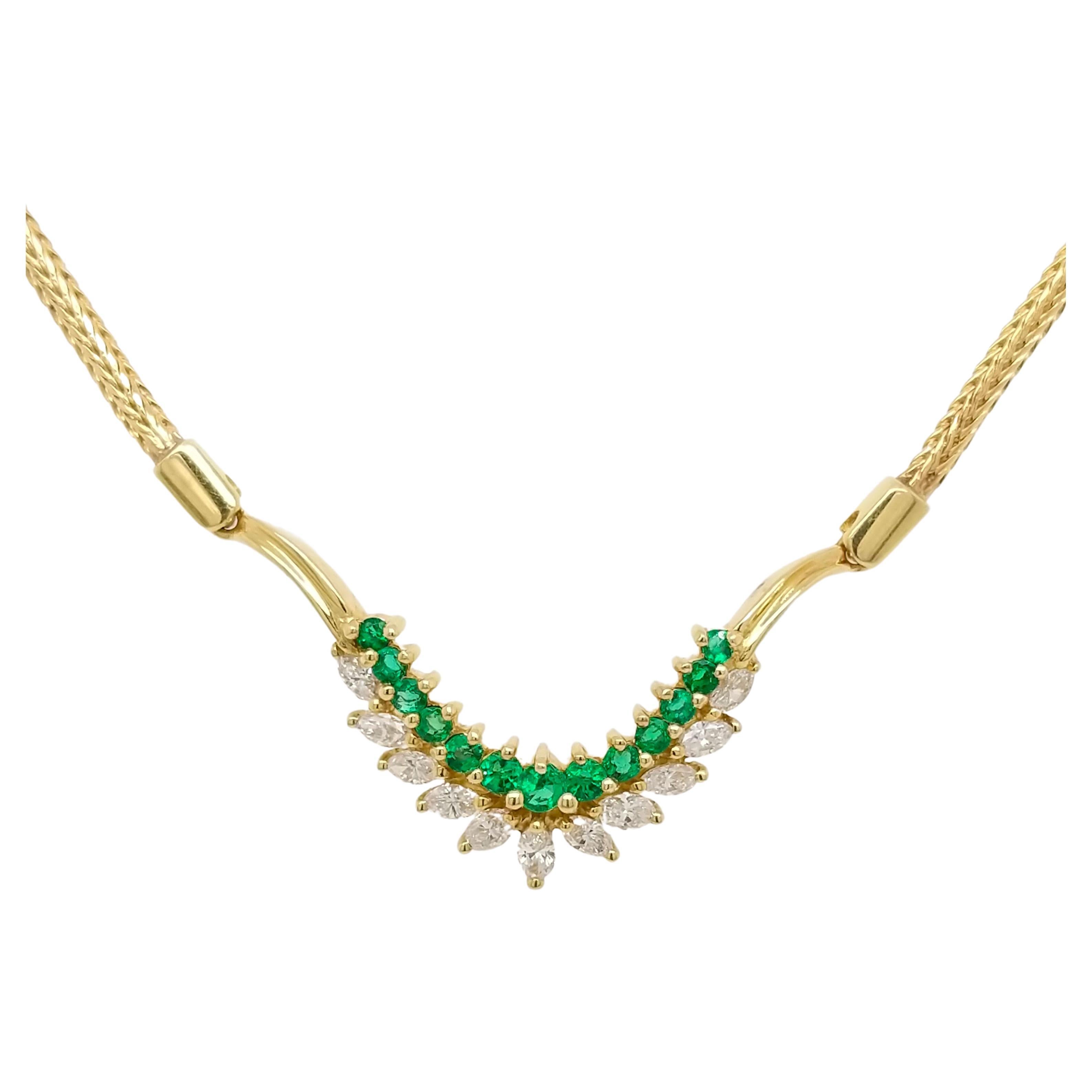 1960s Black, Starr & Frost 18K Yellow Gold Diamond and Emerald Necklace For Sale