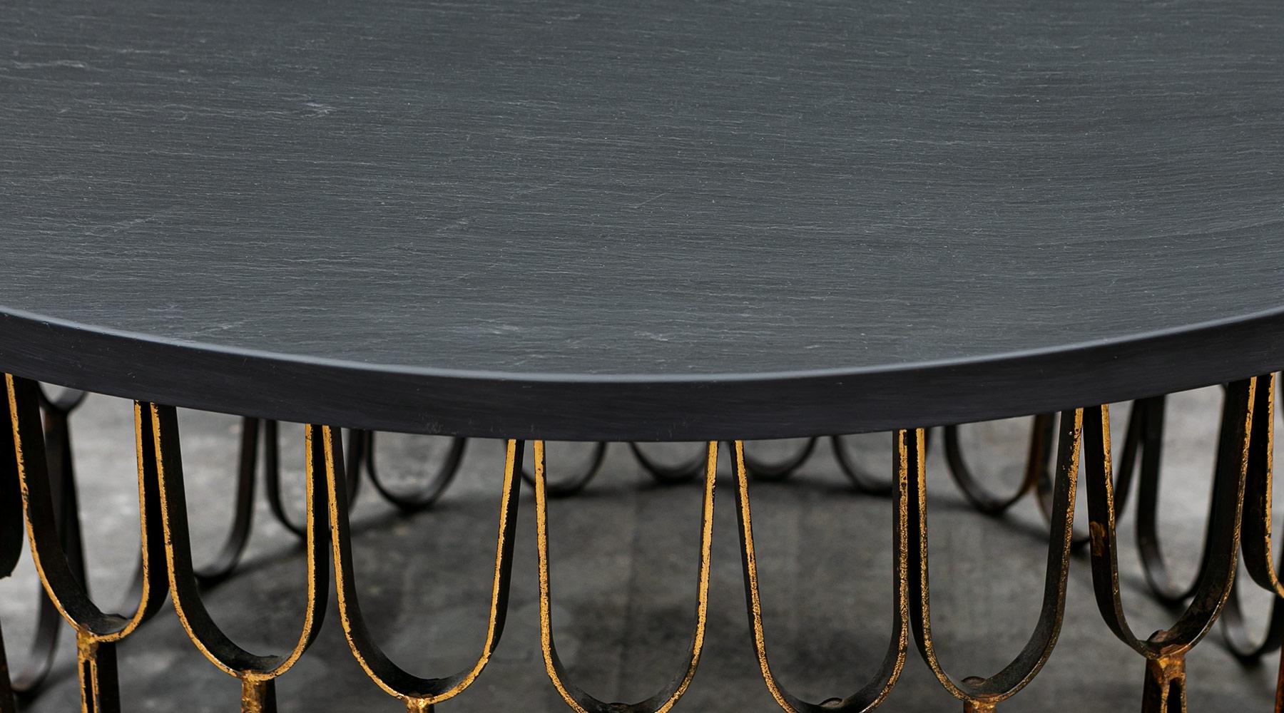 Mid-Century Modern 1960s Black Steel, Giltwood Coffee Table by Paul Evans and Phillip Lloyd Powell