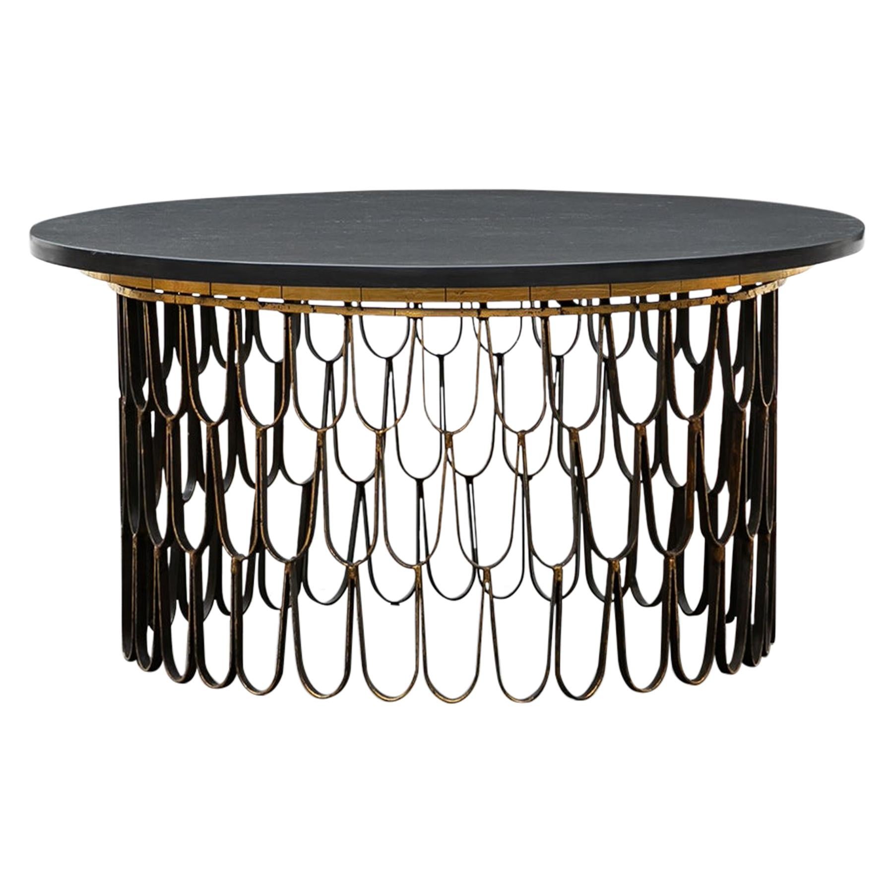 1960s Black Steel, Giltwood Coffee Table by Paul Evans and Phillip Lloyd Powell