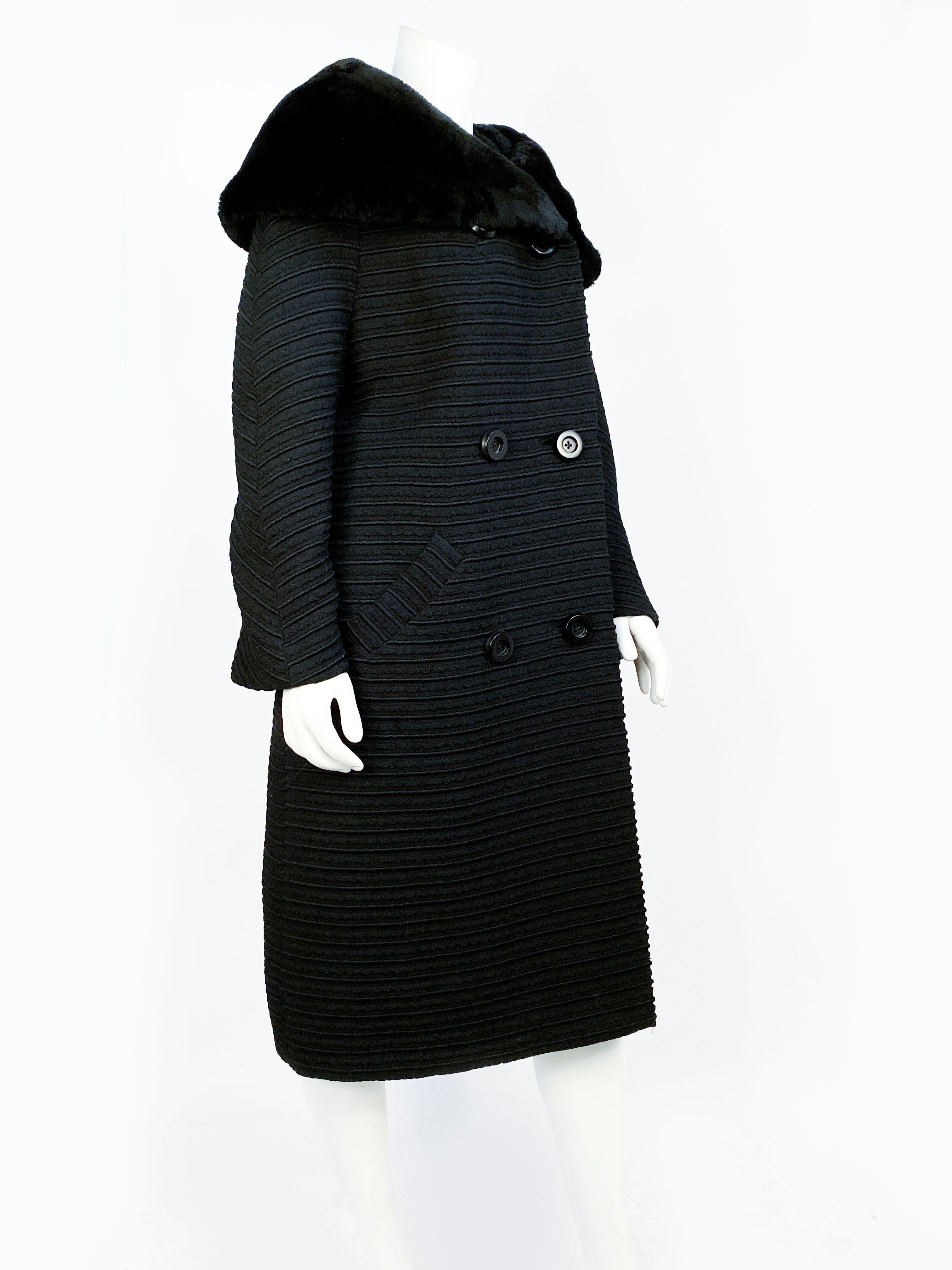black wool coat with fur collar