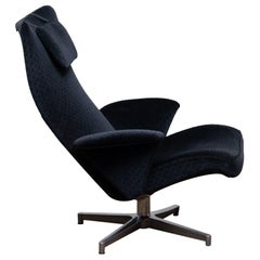 1960s, Black Velvet Contourett Ronto Swivel Chair by Alf Svenson for DUX, Sweden