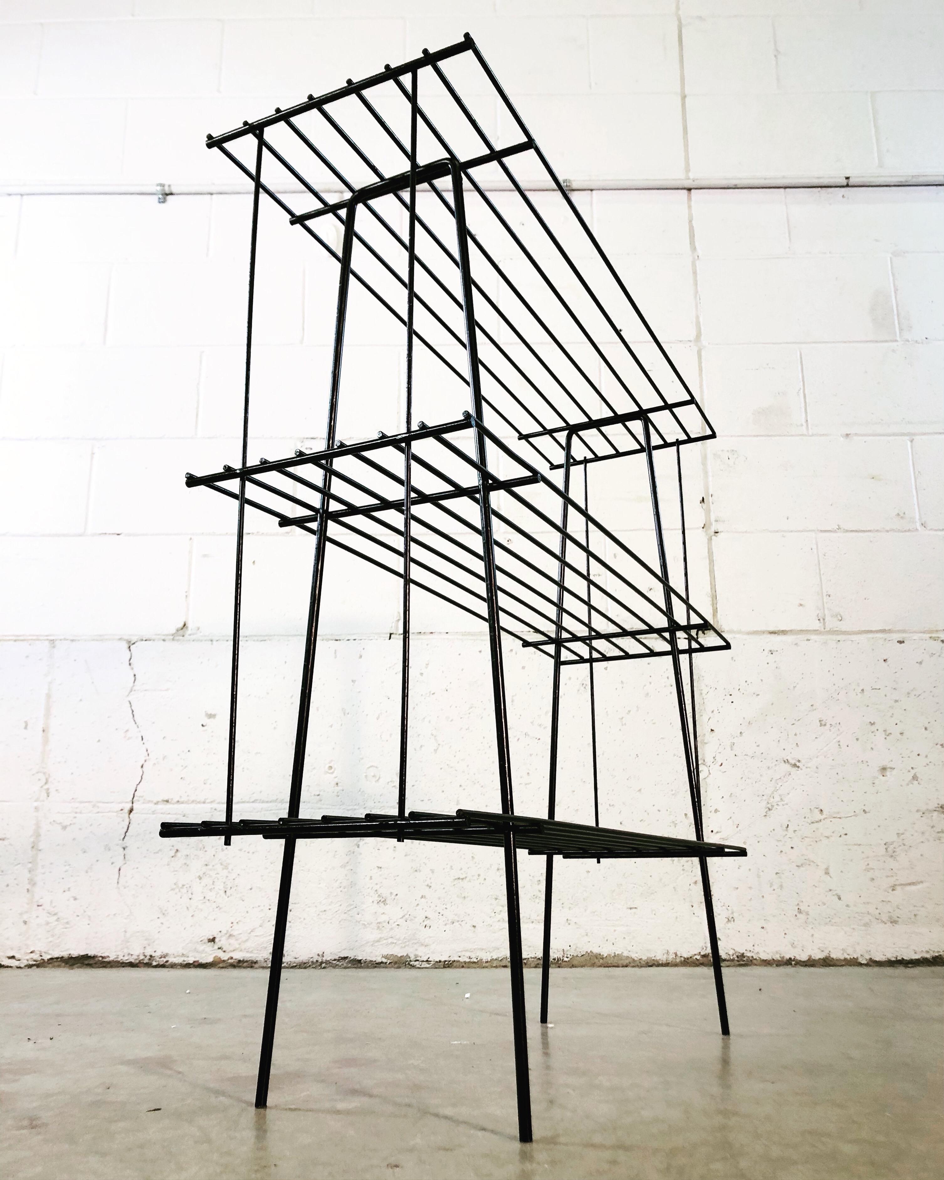 20th Century 1960s Black Wire Rack Book Shelf