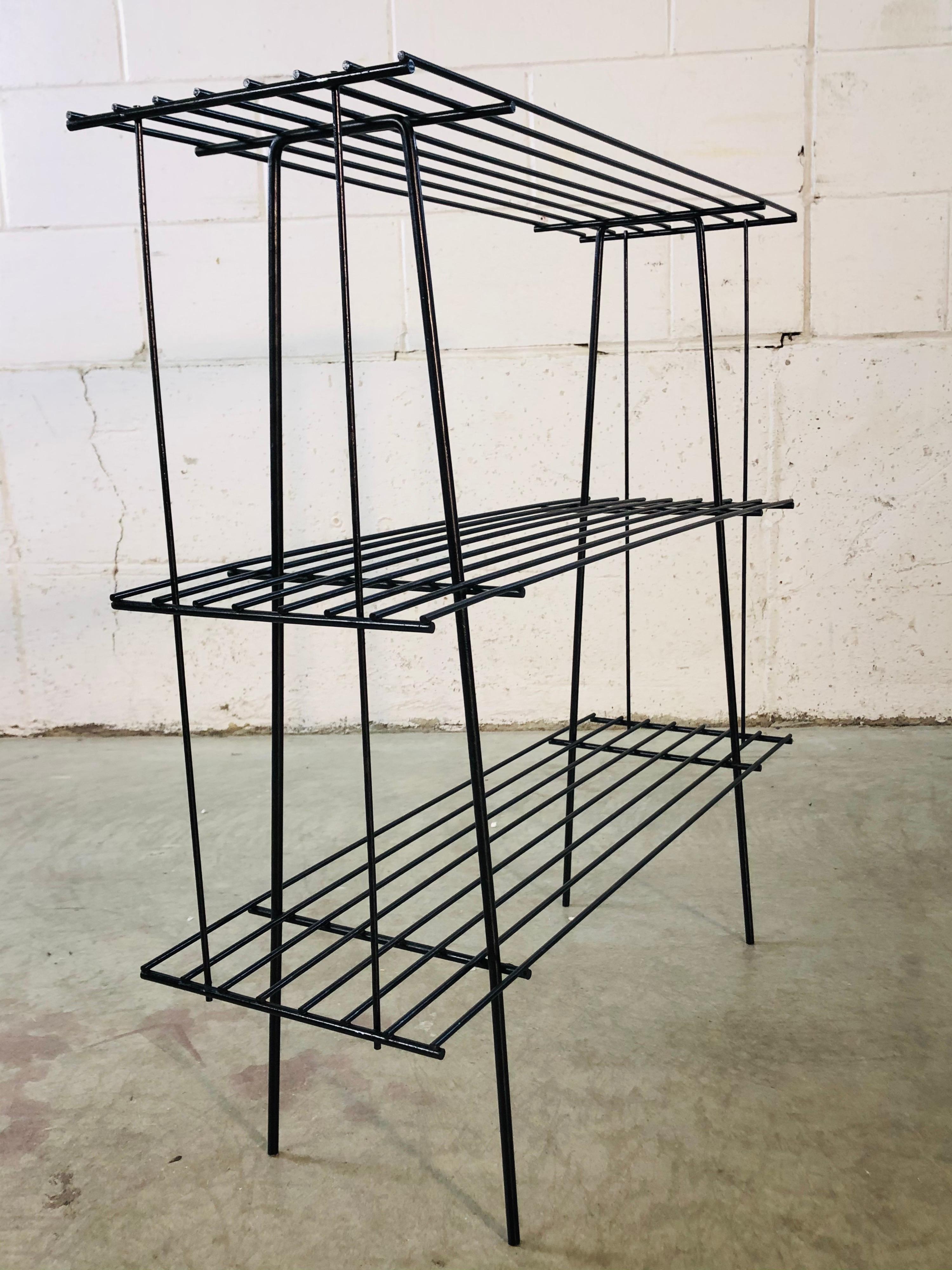 Metal 1960s Black Wire Rack Book Shelf