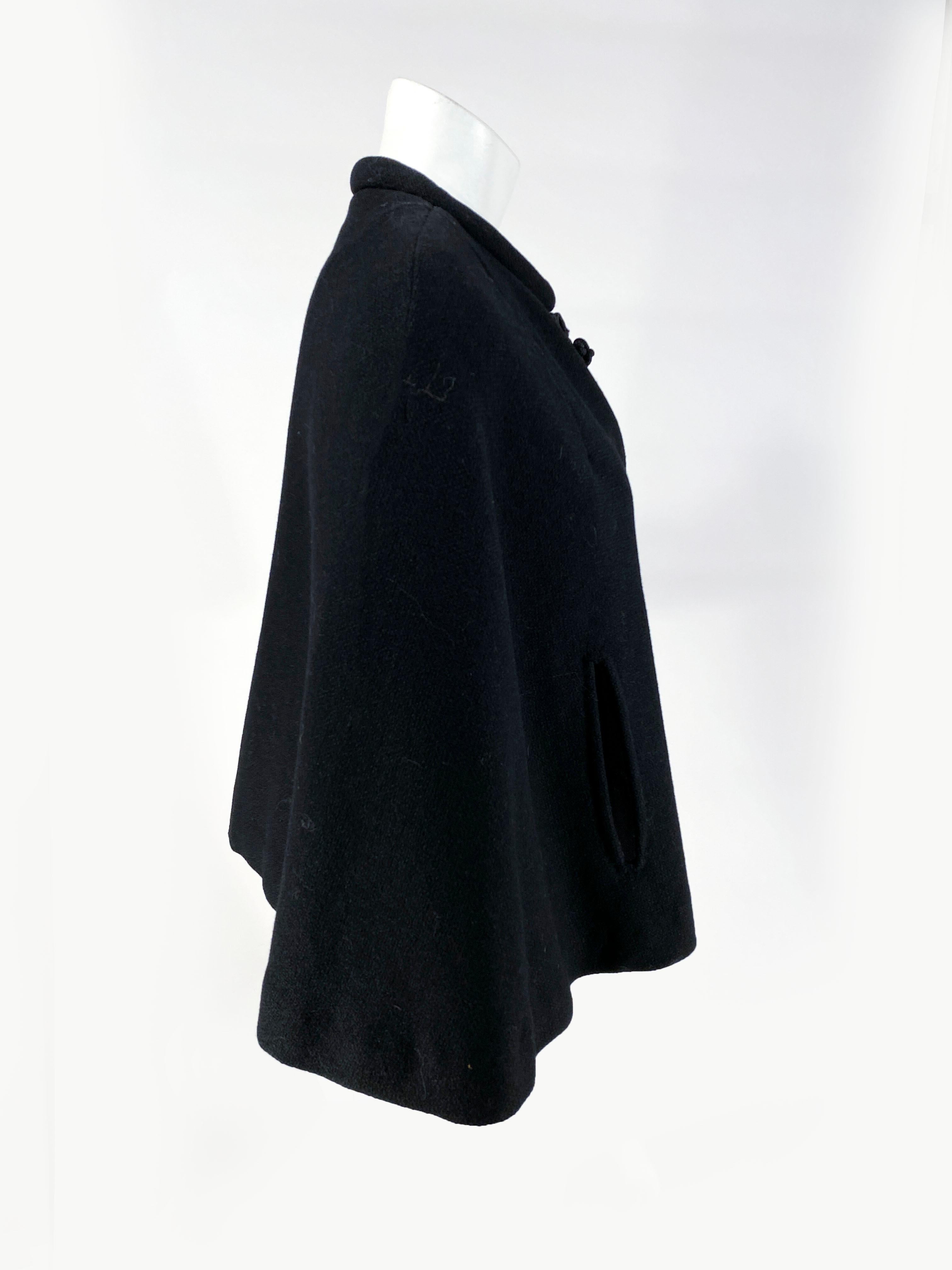 Women's 1960s Black Wool Caplet For Sale