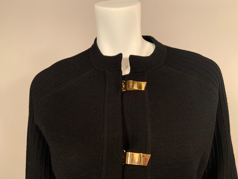 1960's Black Wool Cardigan Sweater with Gold Toned Toggle Closure at ...