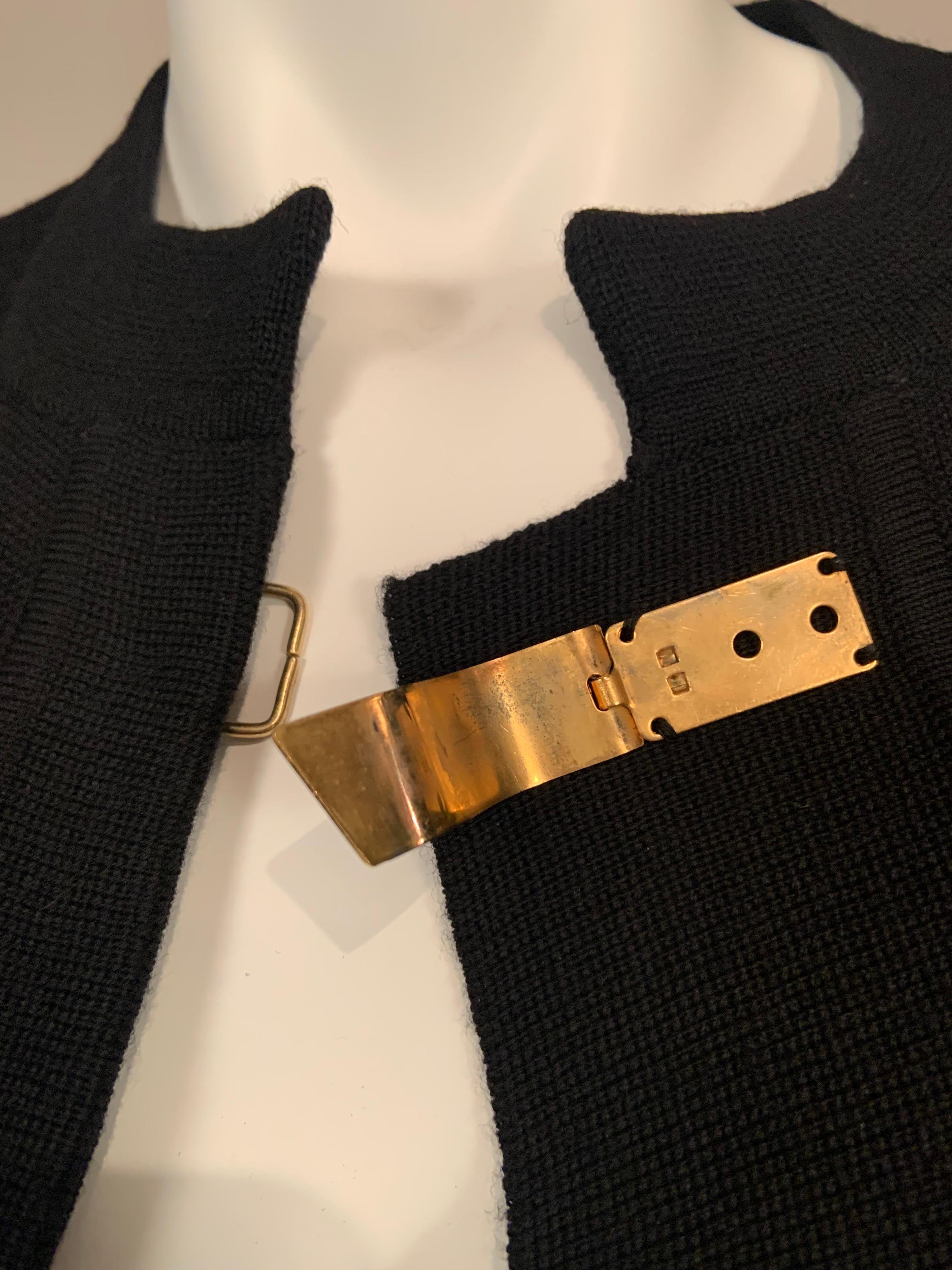 1960's Black Wool Cardigan Sweater with Gold Toned Toggle Closure In Excellent Condition In New Hope, PA