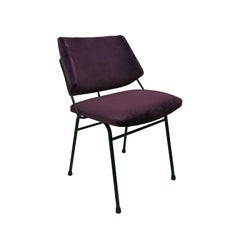 1960s Blackened Metal Occasional Chair in Purple Velvet