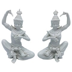 1960s Blanc de Chine Hindu Goddess Statues, Pair