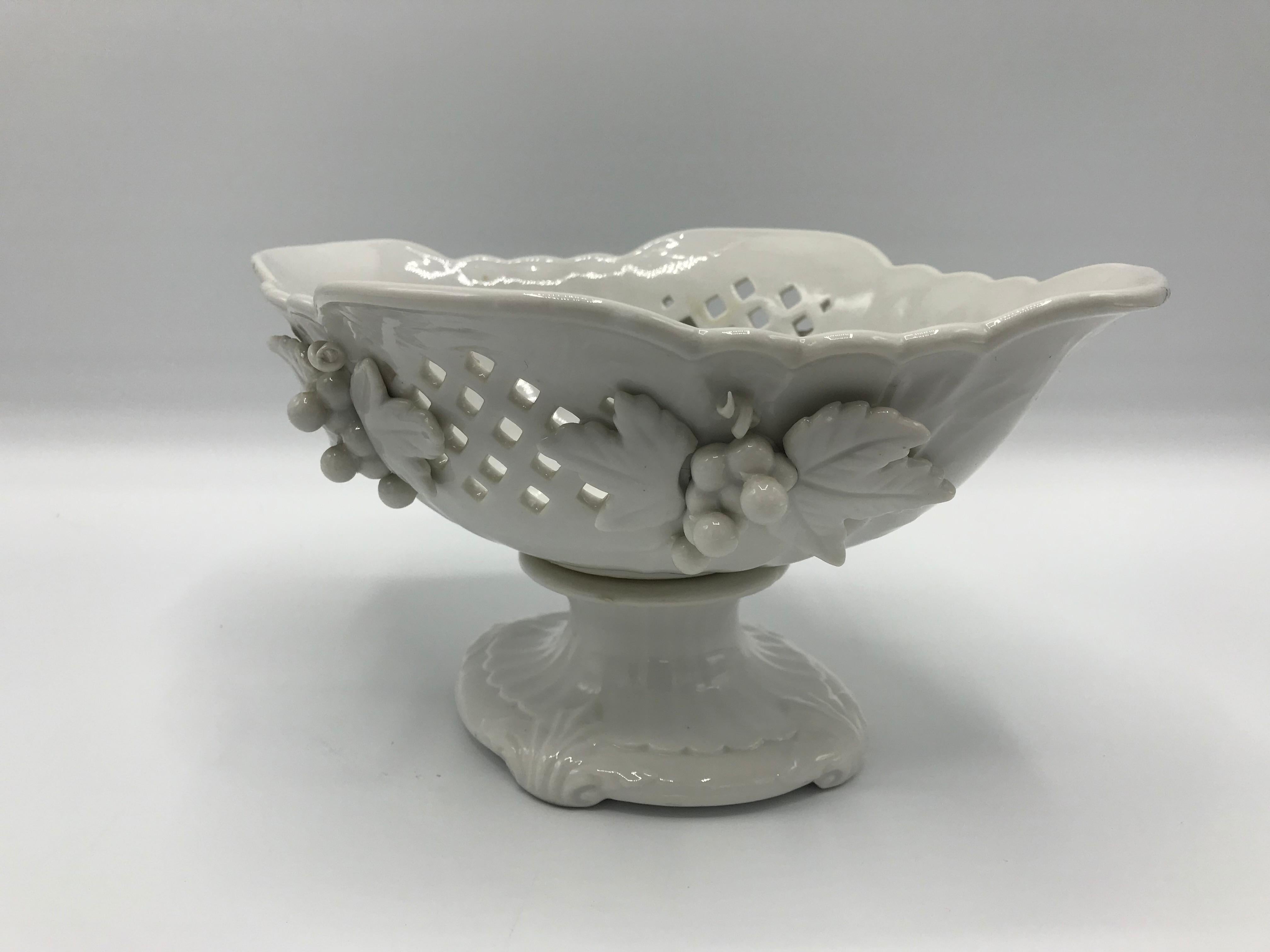 Glazed 1960s Blanc de Chine Porcelain Compote Bowl