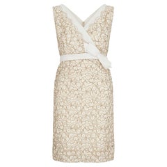 1960s Blanes Cream Lace Mini Dress with Cross Over Bodice