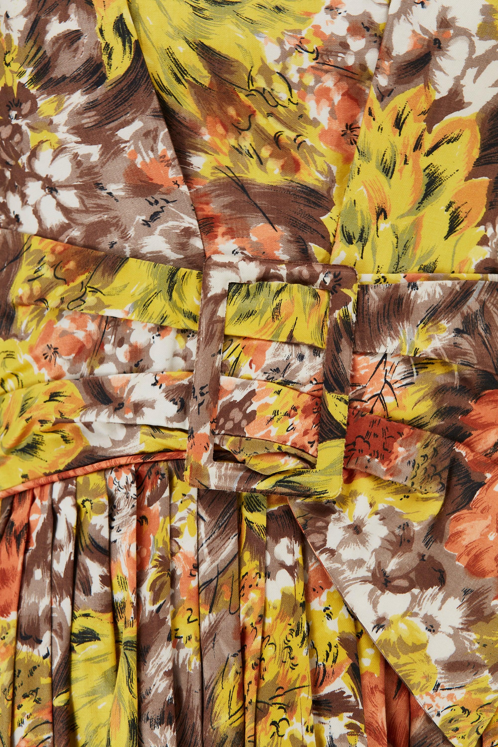 Robe en coton à fleurs Blanes des années 1960 avec ceinture Excellent état - En vente à London, GB