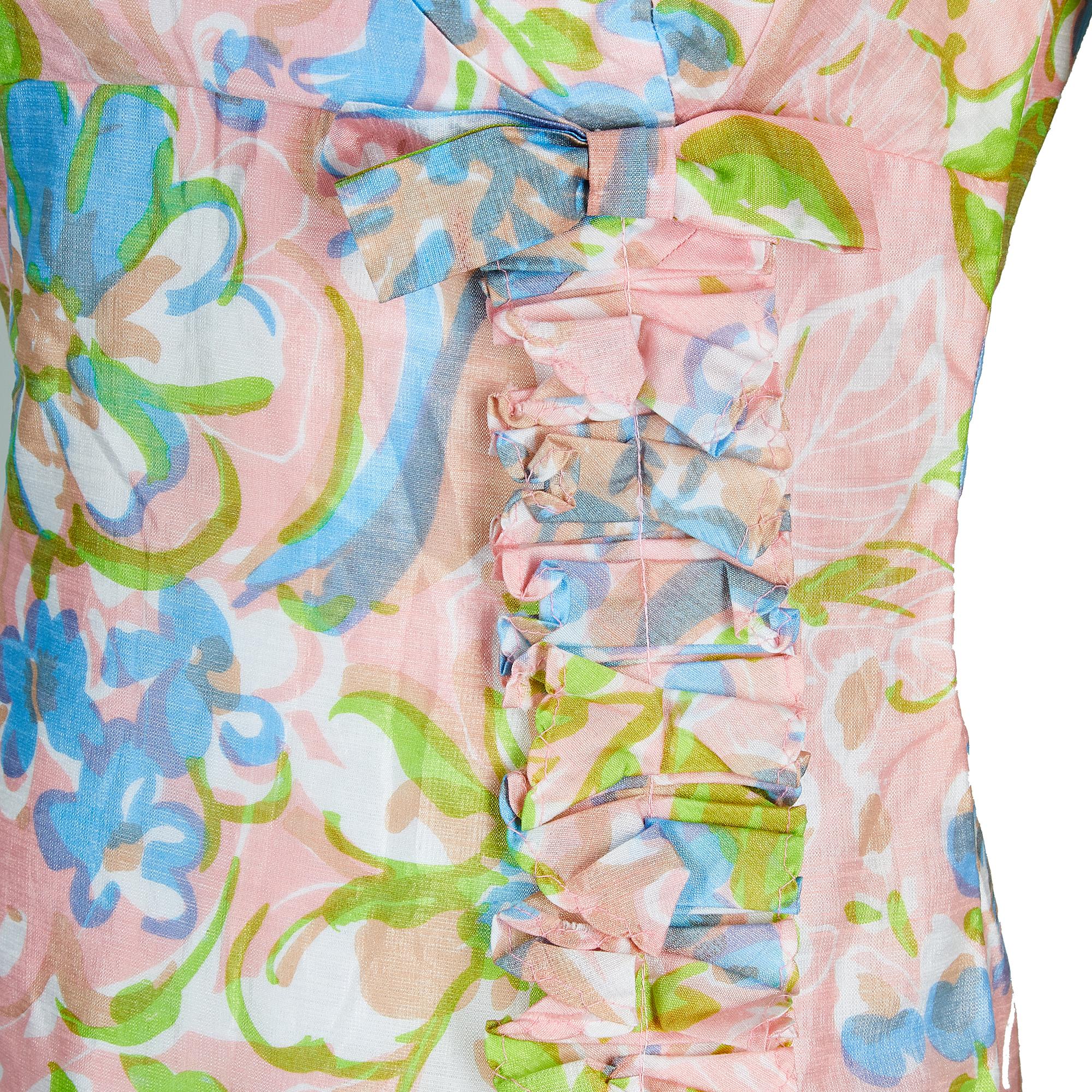 1960s Blane's Floral Print Mini Dress In Excellent Condition For Sale In London, GB