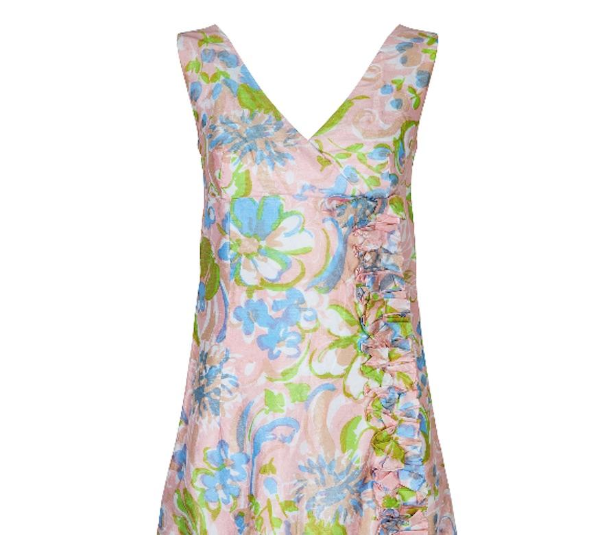 1960s Blane's Floral Print Mini Dress For Sale 1