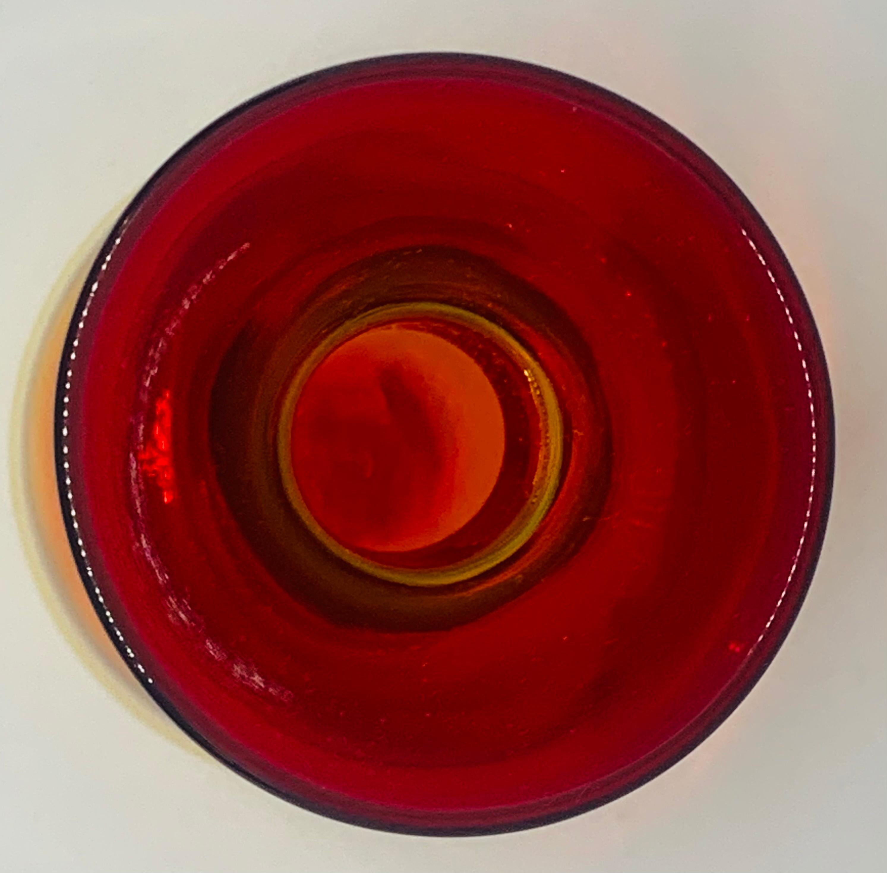 1960s Blenko Style Tangerine Art Glass Vase 1