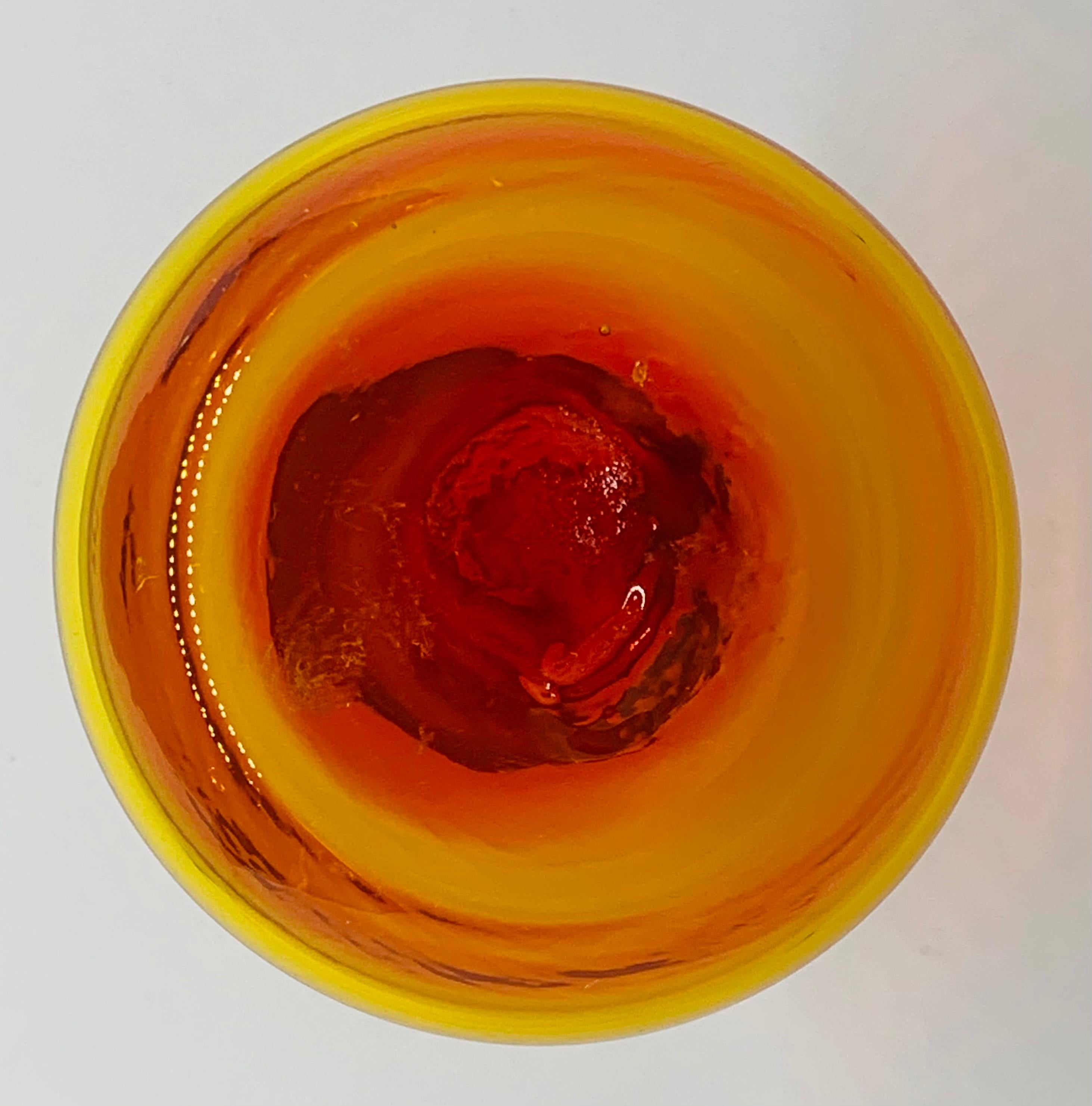 1960s Blenko Style Tangerine Art Glass Vase 3