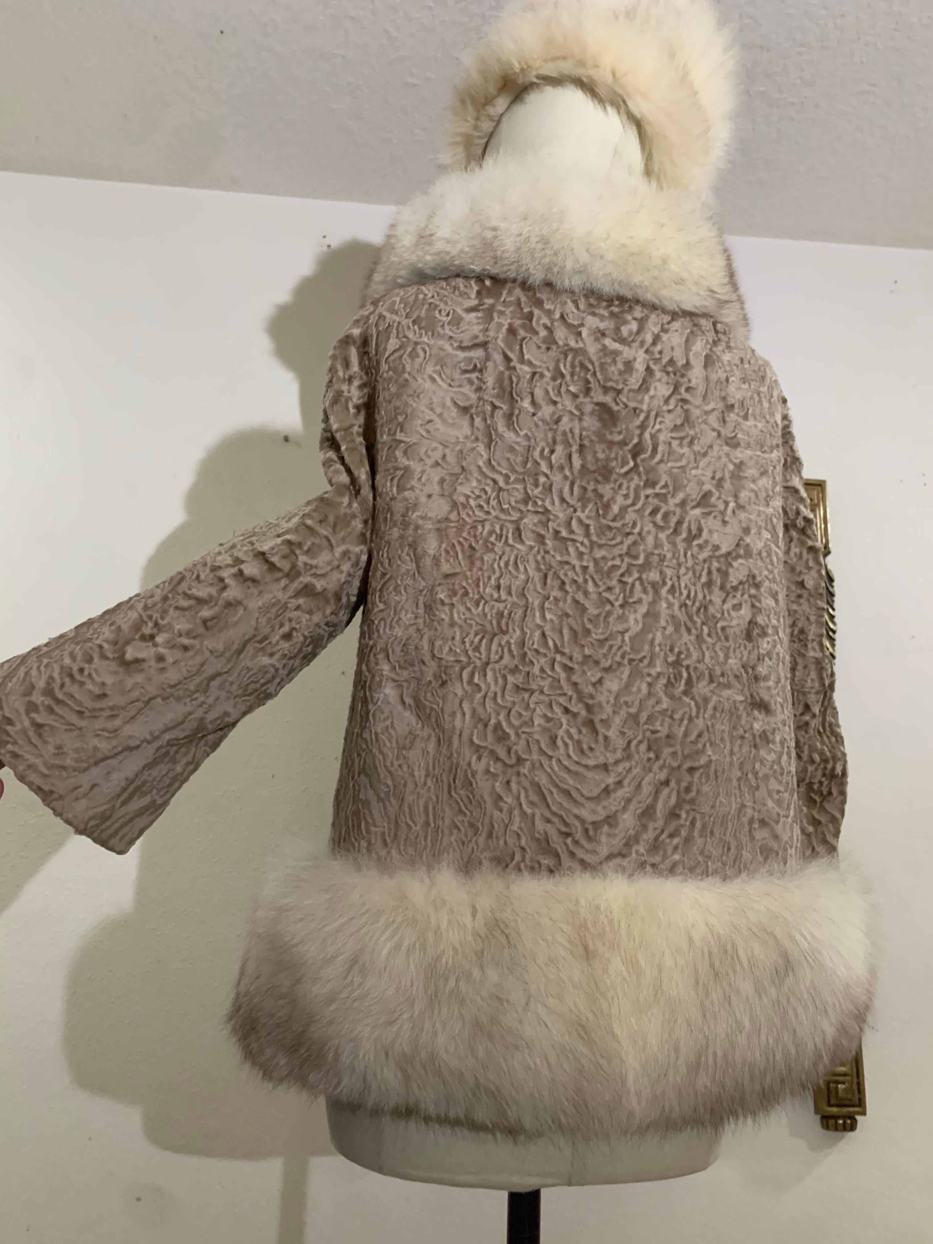 1960s Blonde Astrakhan Princess Fur Coat w Lush Fox Fur Trim & Adolfo Fox Hat 6