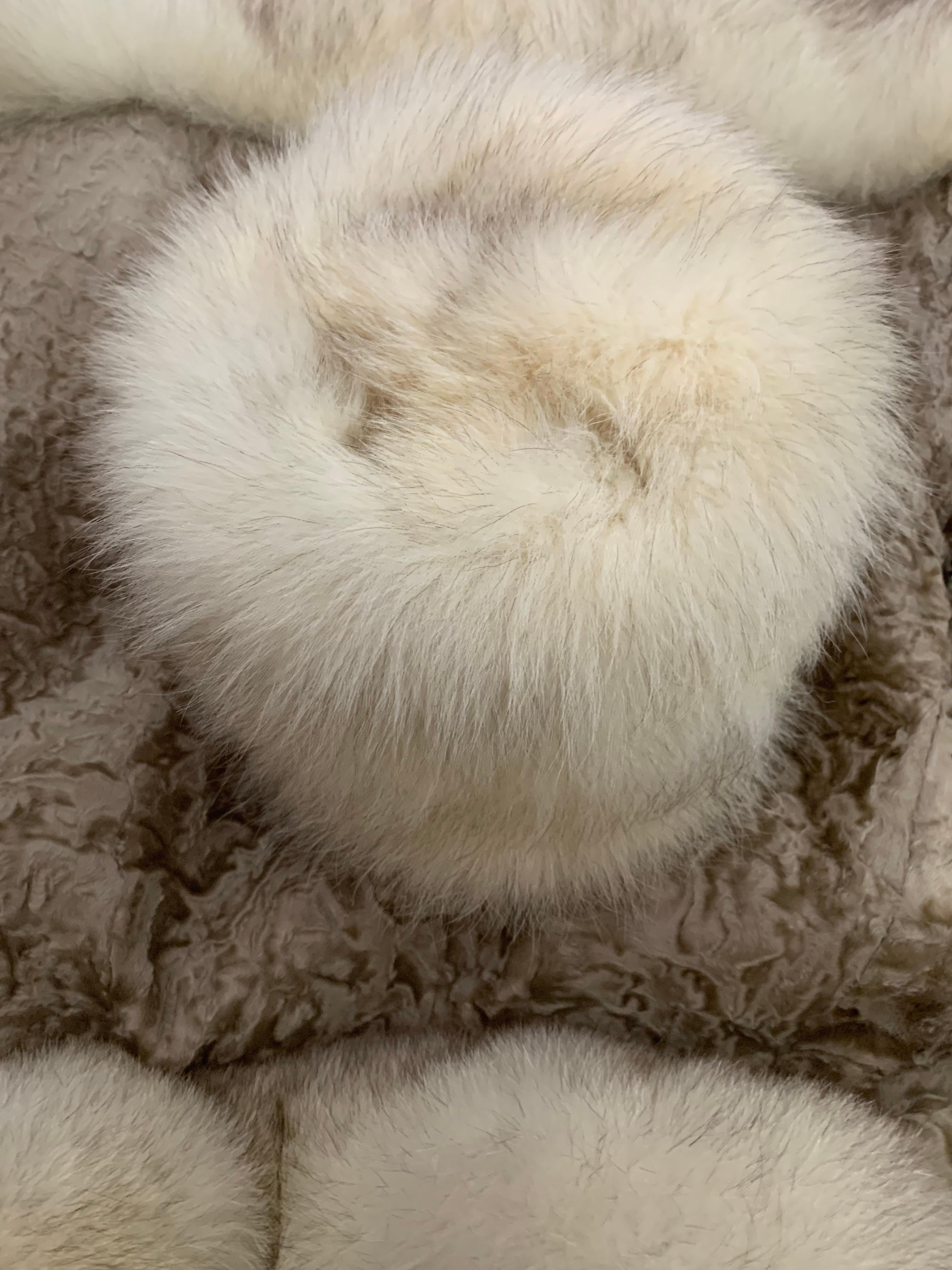 1960s Blonde Astrakhan Princess Fur Coat w Lush Fox Fur Trim & Adolfo Fox Hat 12