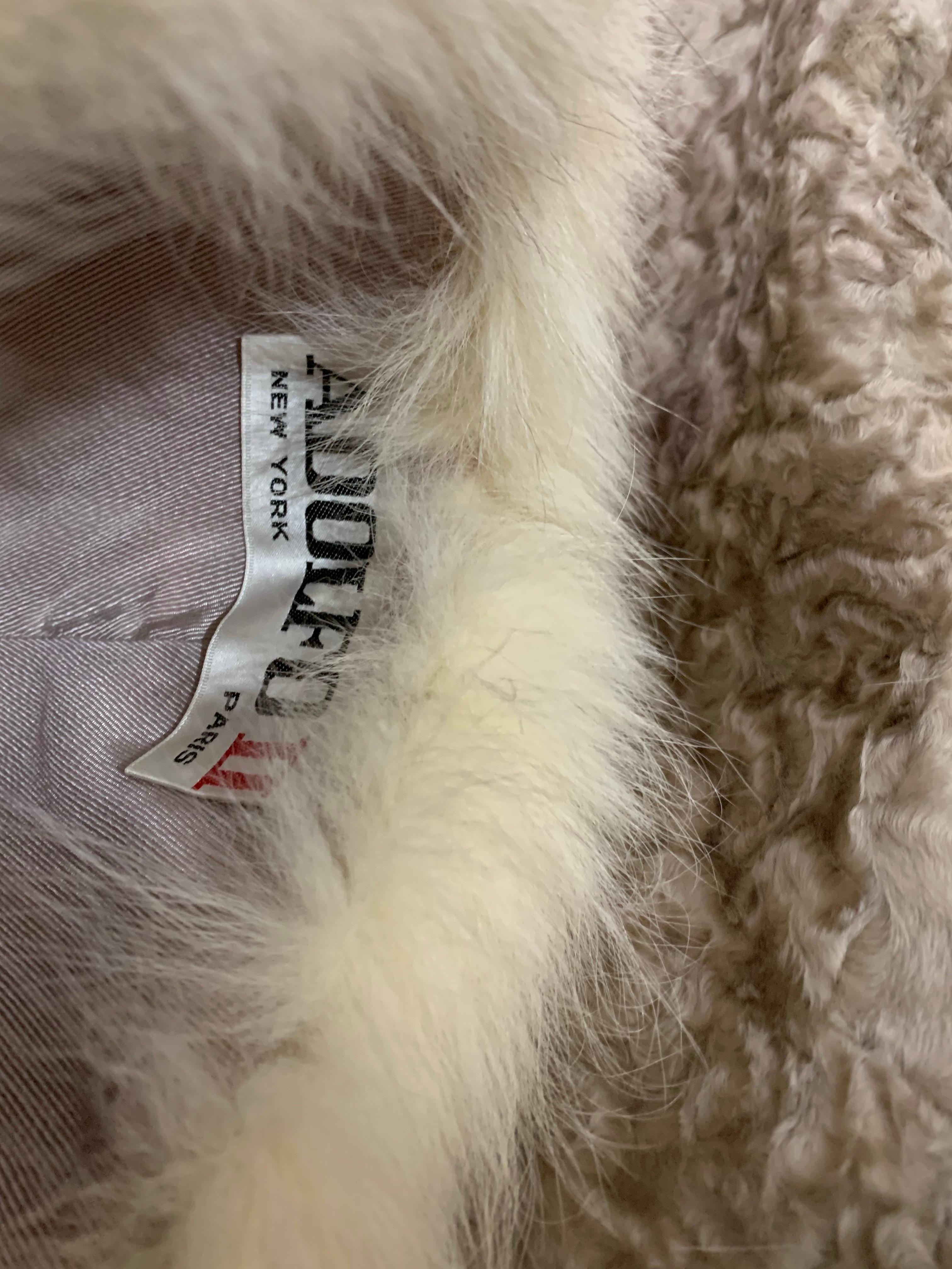 1960s Blonde Astrakhan Princess Fur Coat w Lush Fox Fur Trim & Adolfo Fox Hat 13