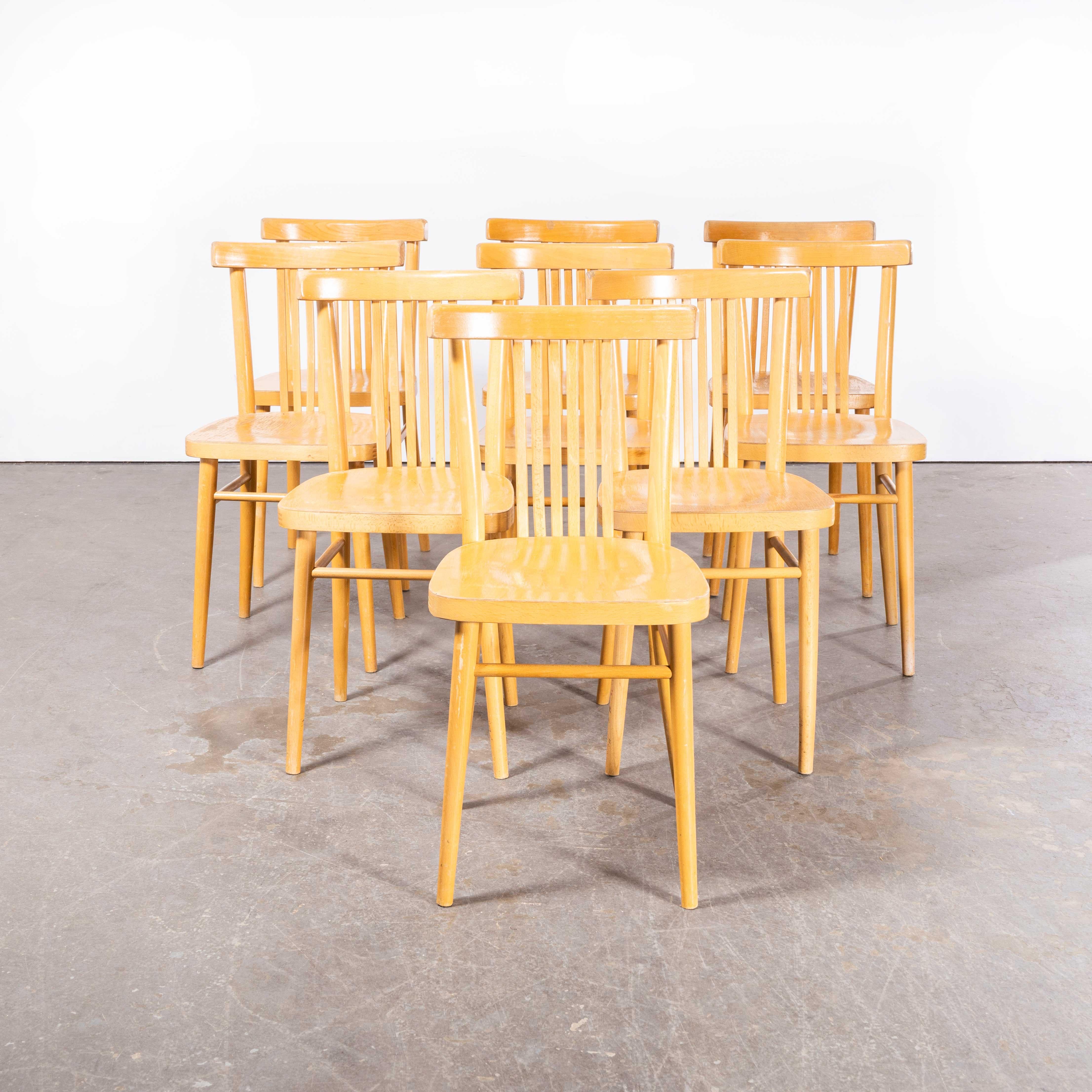 Czech 1960's Blonde Bentwood Dining Chair By Ton -  Set Of Nine For Sale