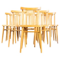 Retro 1960's Blonde Bentwood Dining Chair By Ton -  Set Of Nine