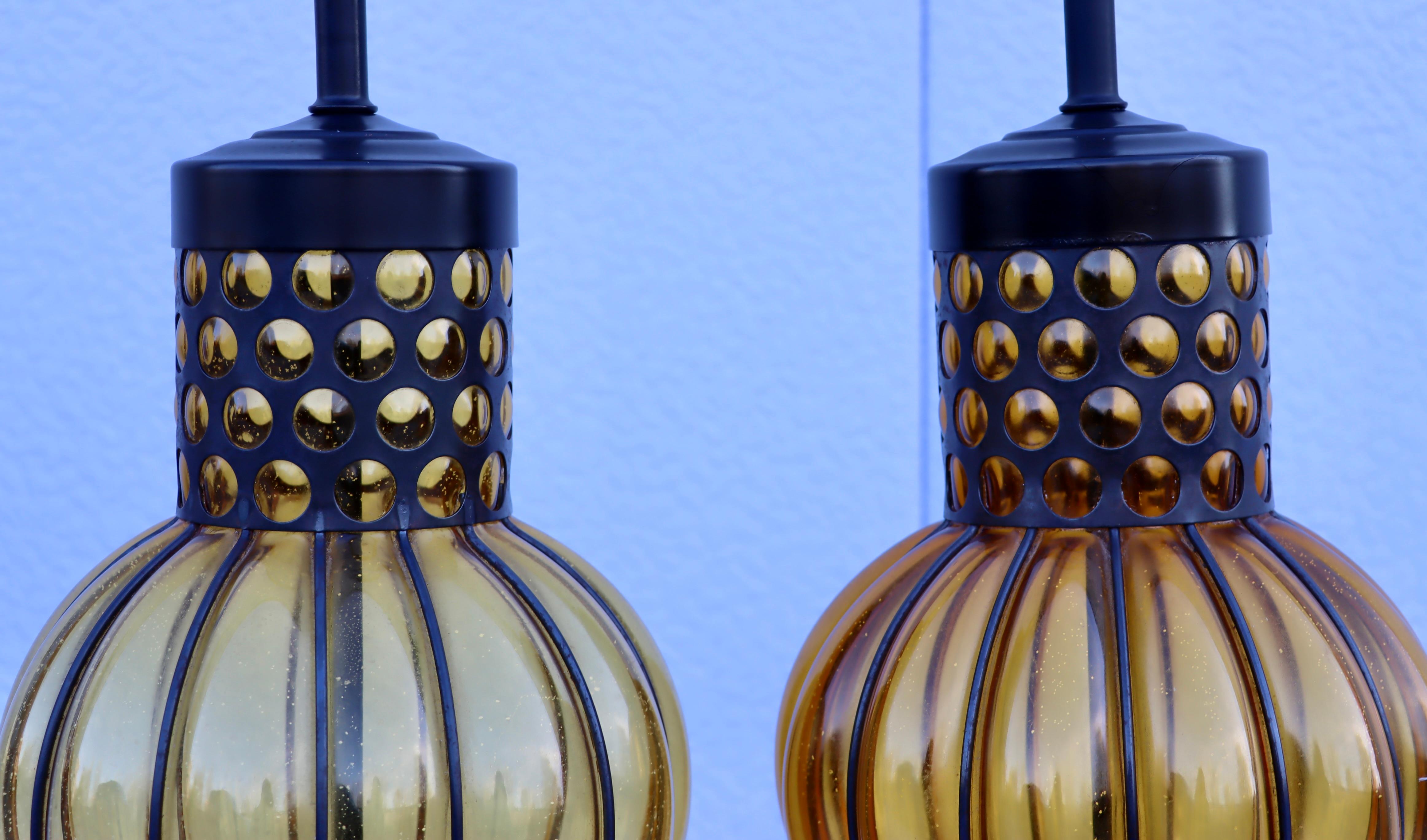1960's Blown Glass And Iron Table Lamps From Spain For Sale 5