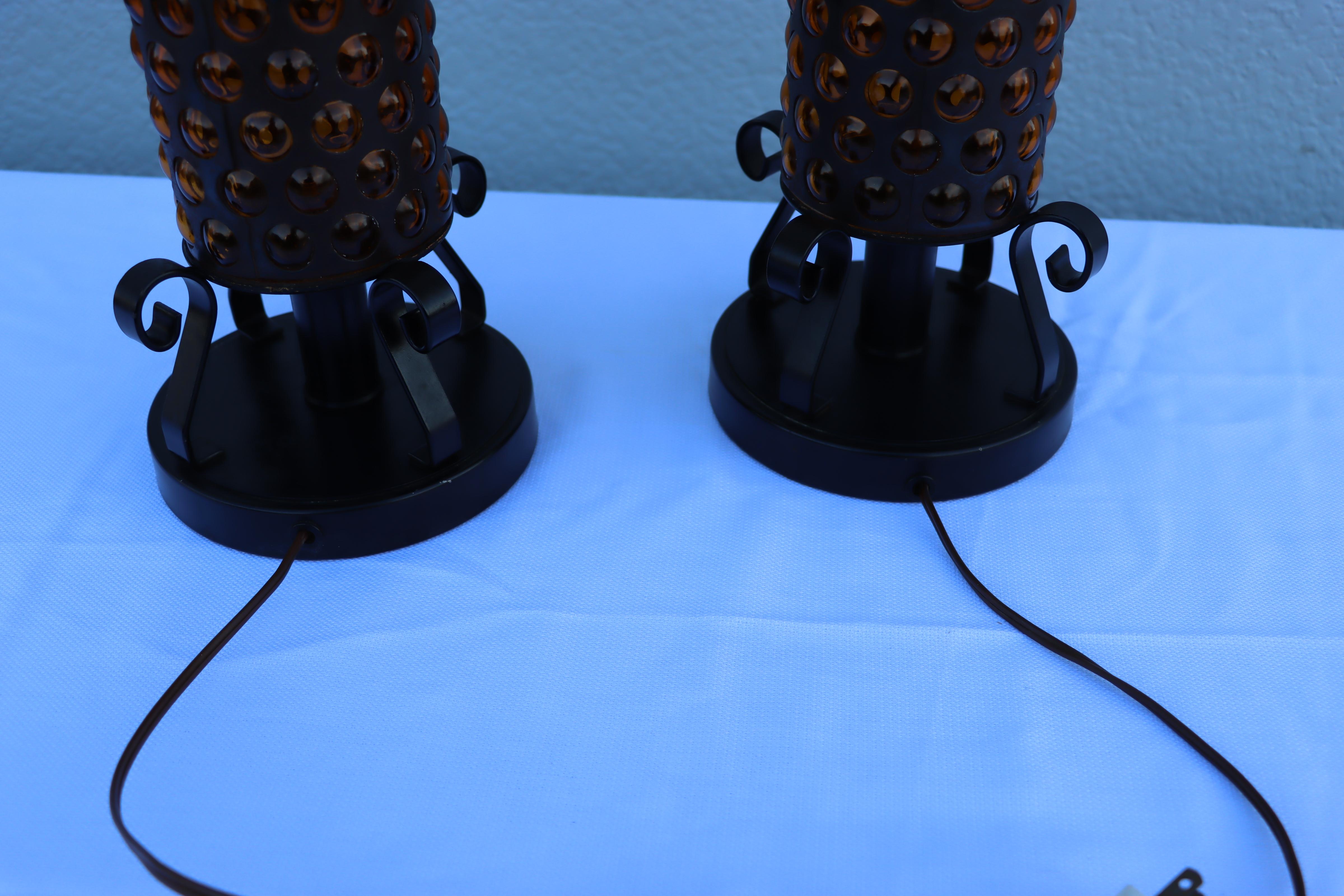 1960's Blown Glass And Iron Table Lamps From Spain For Sale 11