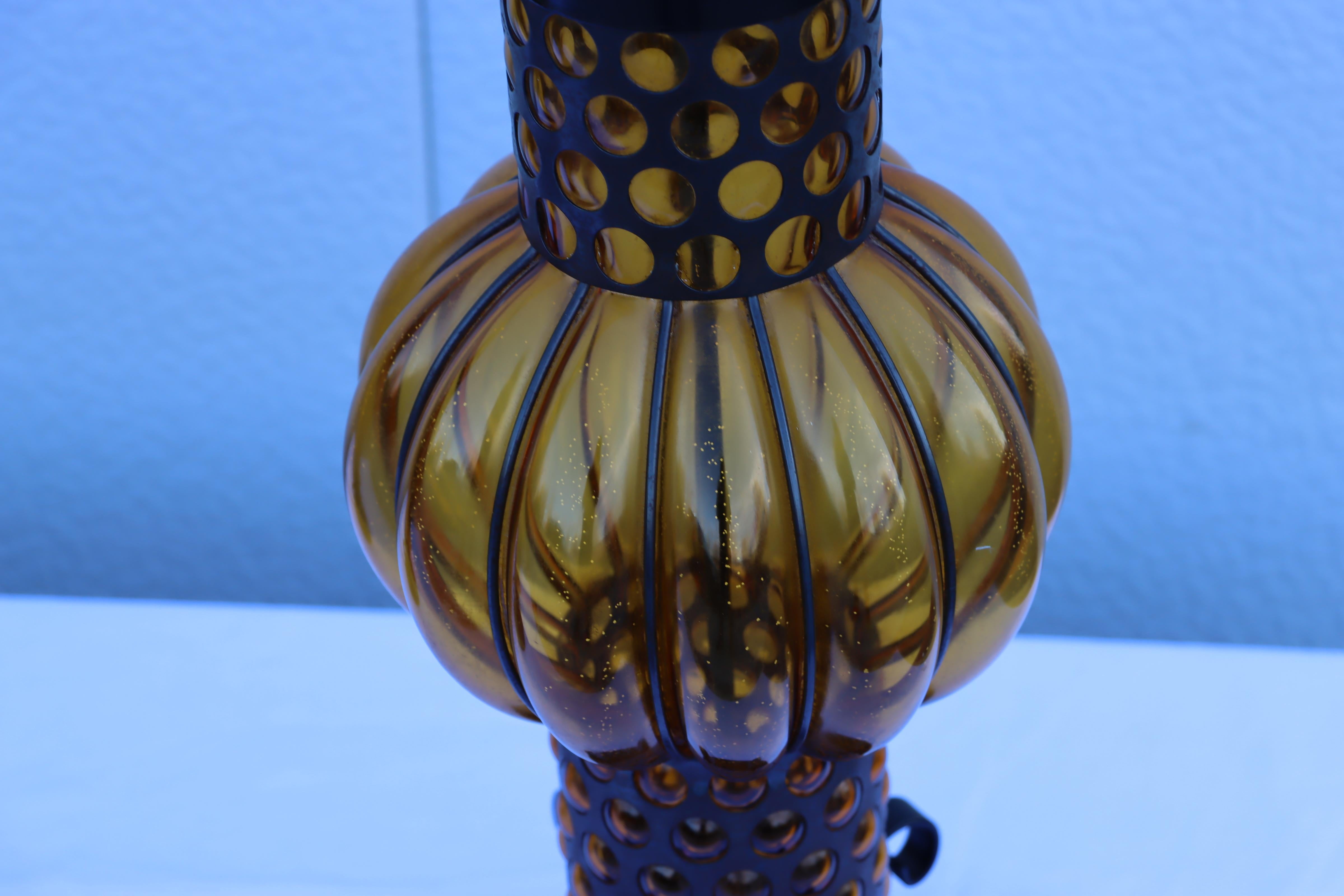1960's Blown Glass And Iron Table Lamps From Spain For Sale 13