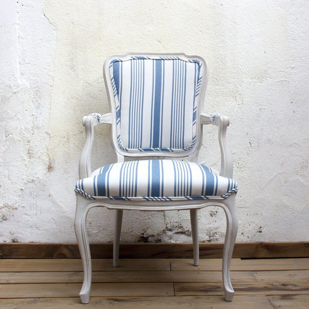 1960s Blue and White Striped Vintage Armchairs In Excellent Condition For Sale In Barcelona, Barcelona