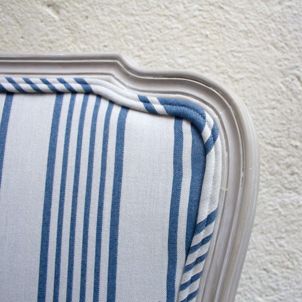 1960s Blue and White Striped Vintage Armchairs For Sale 1