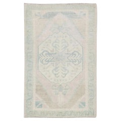 1960s Blue 
Beige Vintage Turkish Mini Rug 1
10" x 3
