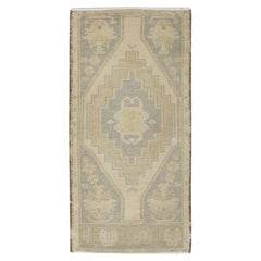 1960s Blue 
Beige Vintage Turkish Mini Rug 1
9" X 3
8"