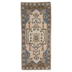 1960s Blue 
Brown Vintage Turkish Mini Rug 1
10" X 4
2"