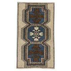 1960s Blue & Brown Vintage Turkish Mini Rug 1'5" x 2'5"