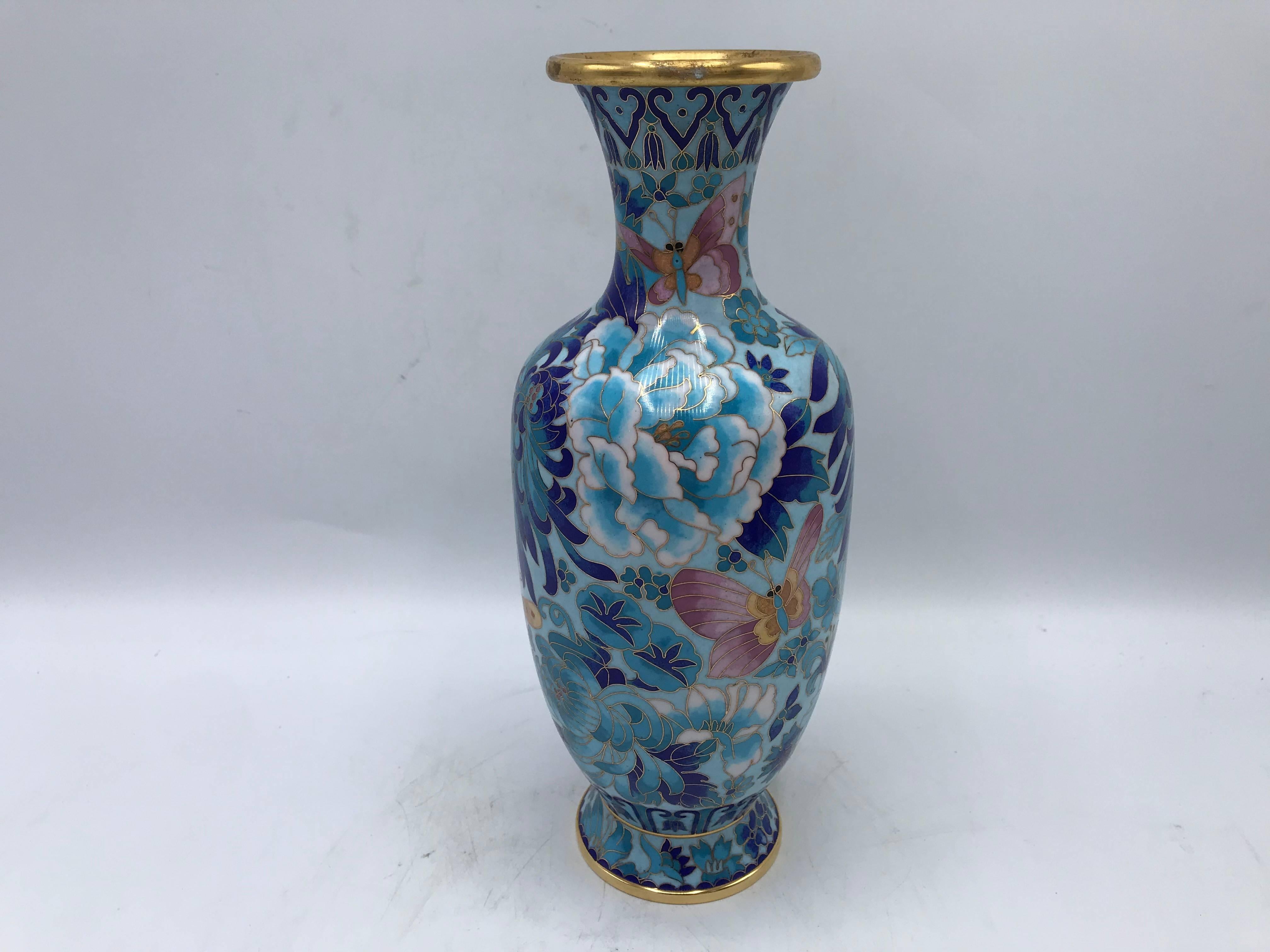blue cloisonne vase