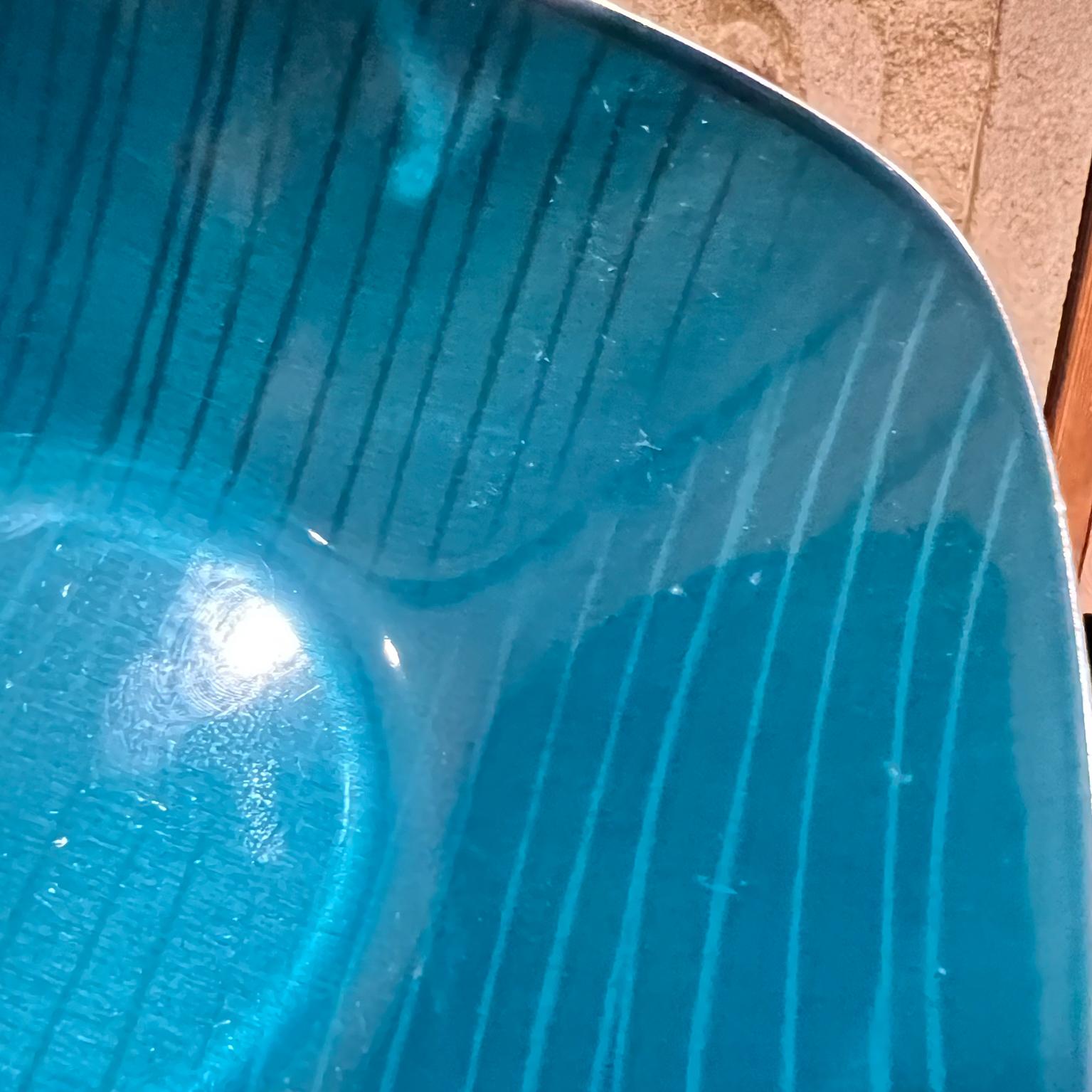 Émail 1960s Blue Enamel Stainless Dish by Cathrineholm of Norway en vente