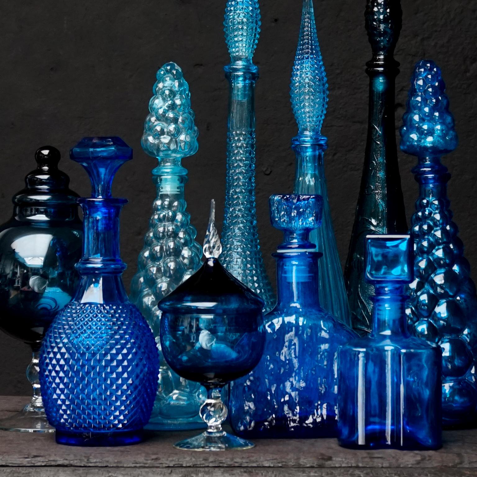 italian blue glass decanter