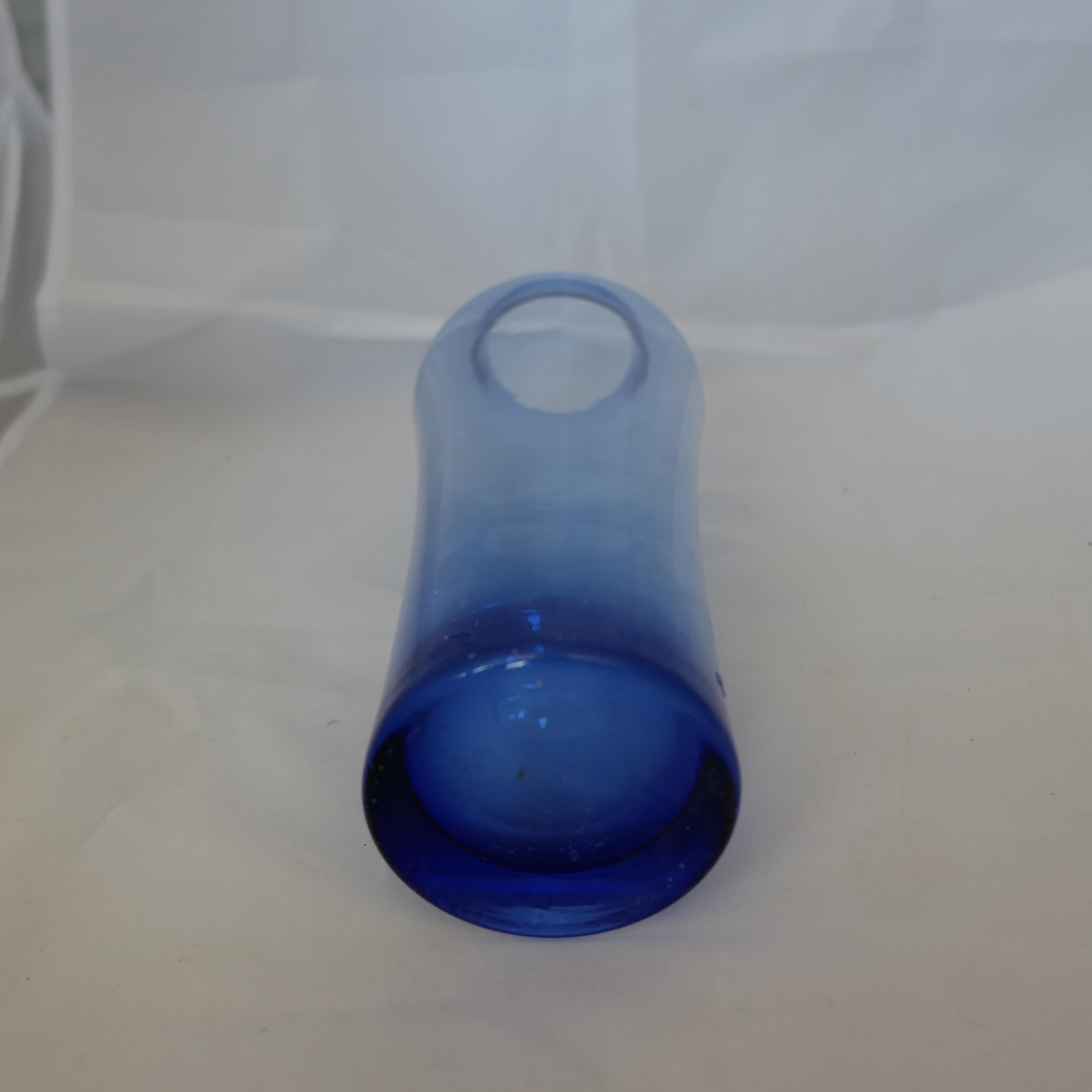 Mid-20th Century 1960s Blue Glass Vase by Tamara Aladin for Riihimäen Lasi Oy  A fine hand blown For Sale