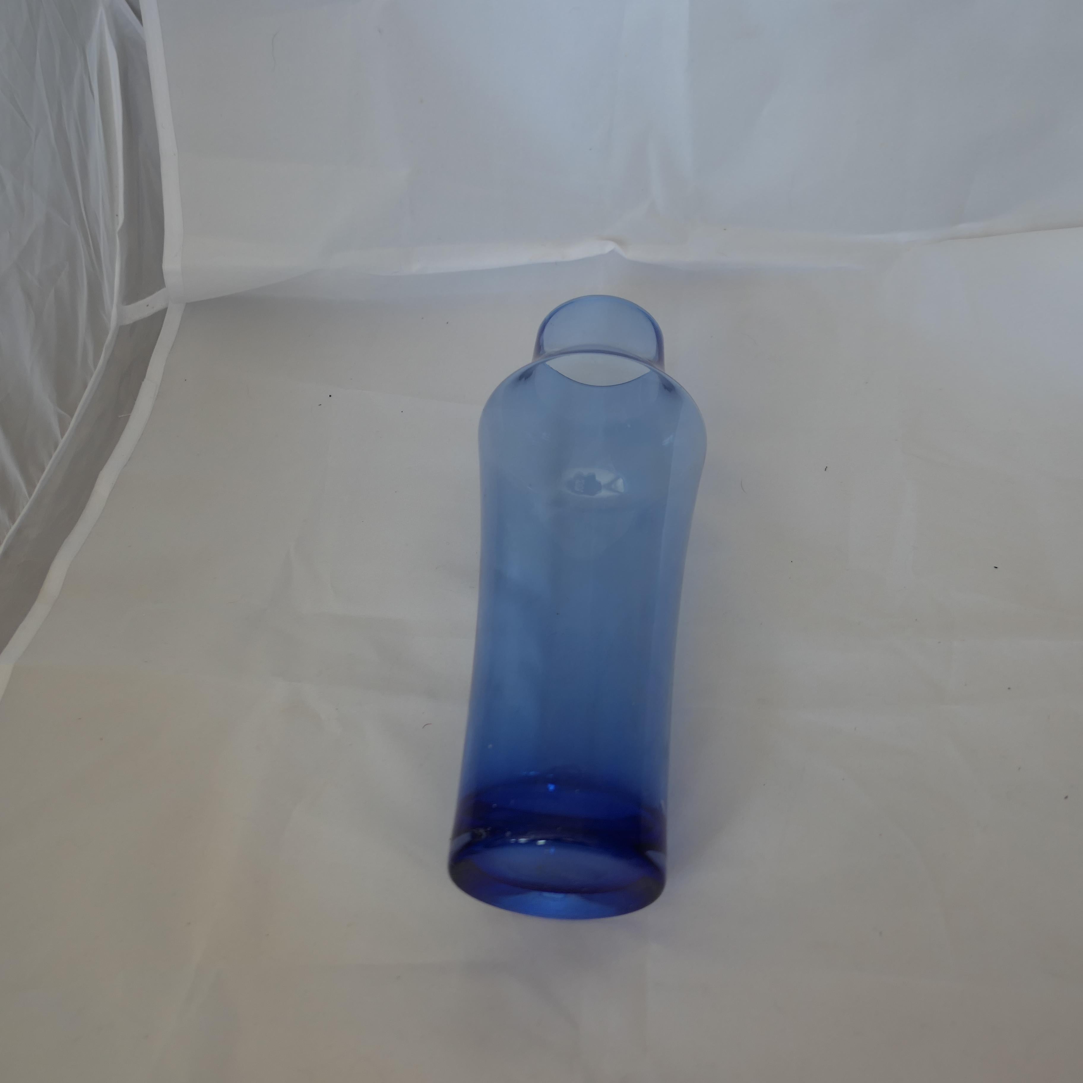 Blown Glass 1960s Blue Glass Vase by Tamara Aladin for Riihimäen Lasi Oy  A fine hand blown For Sale