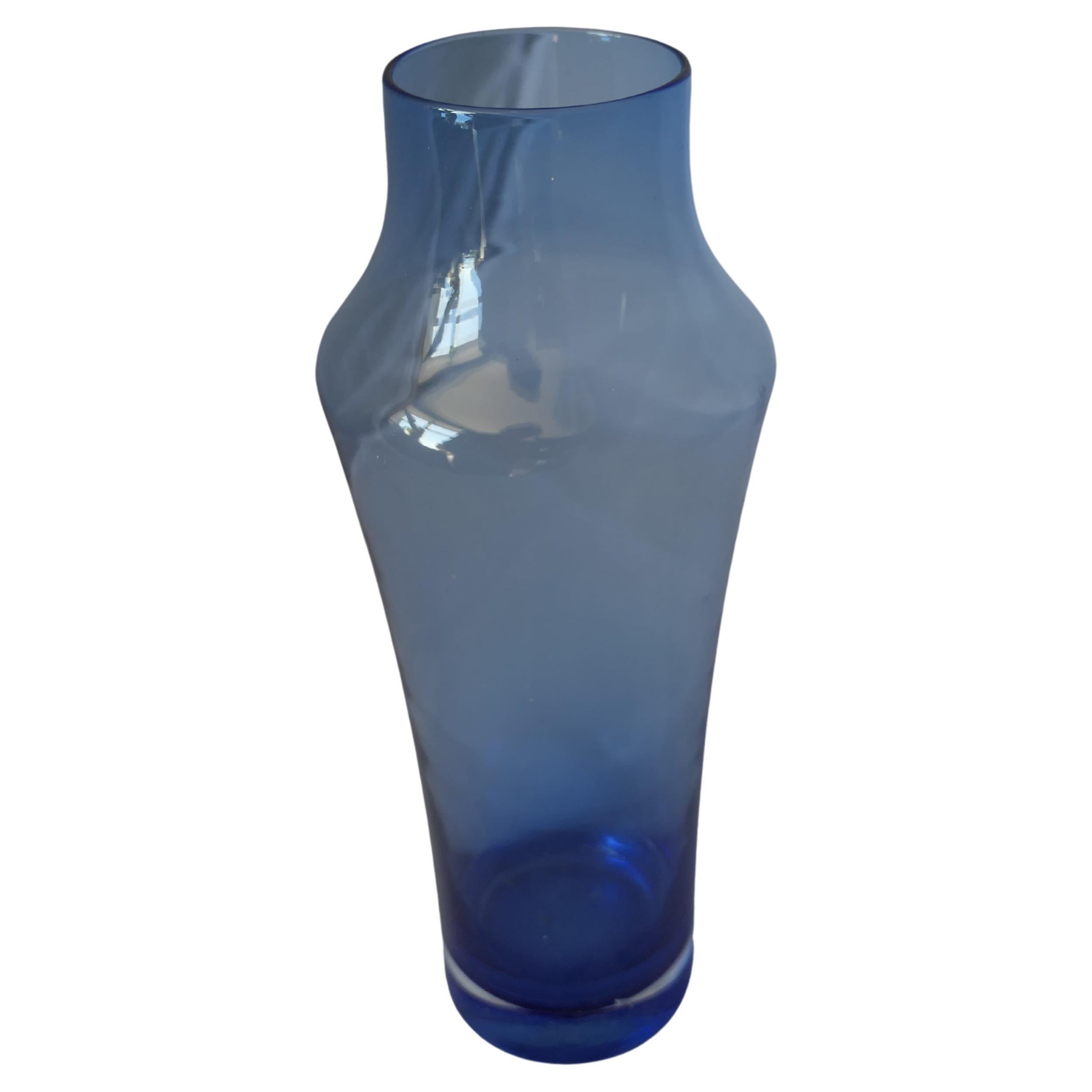 1960s Blue Glass Vase by Tamara Aladin for Riihimäen Lasi Oy  A fine hand blown 