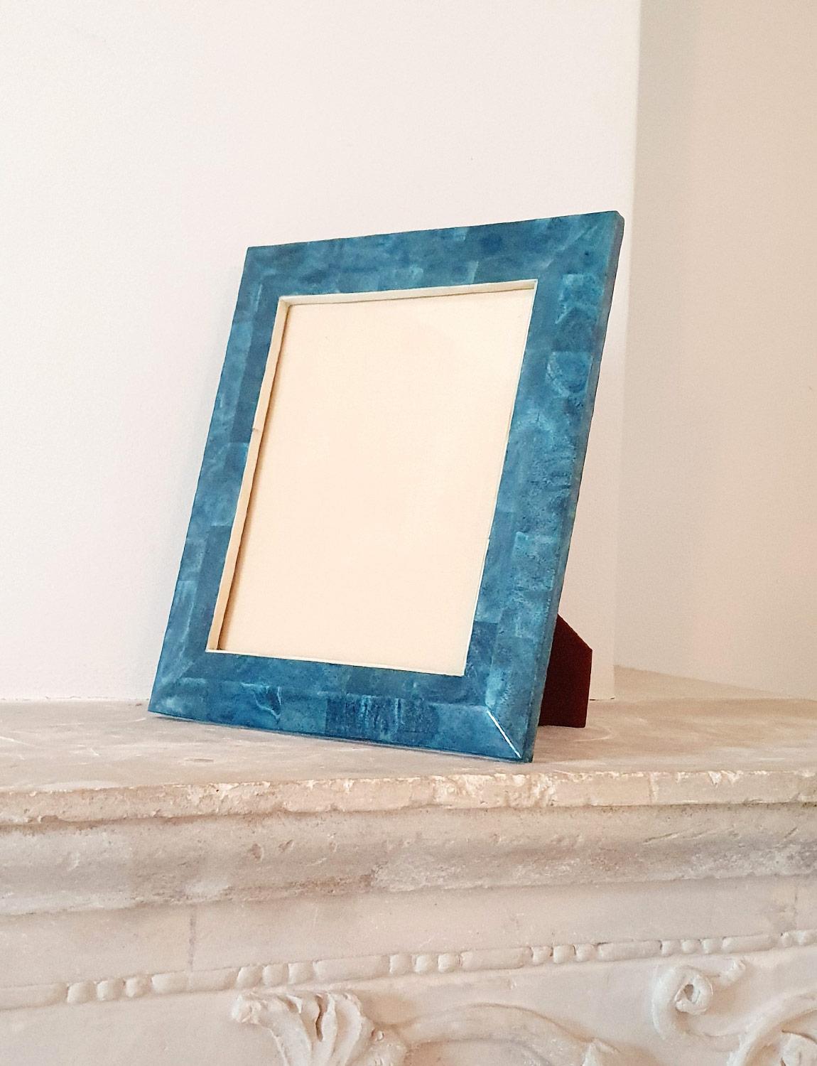 1960s Blue Goat skin Photo Frame by Aldo Tura In Good Condition In Roma, IT
