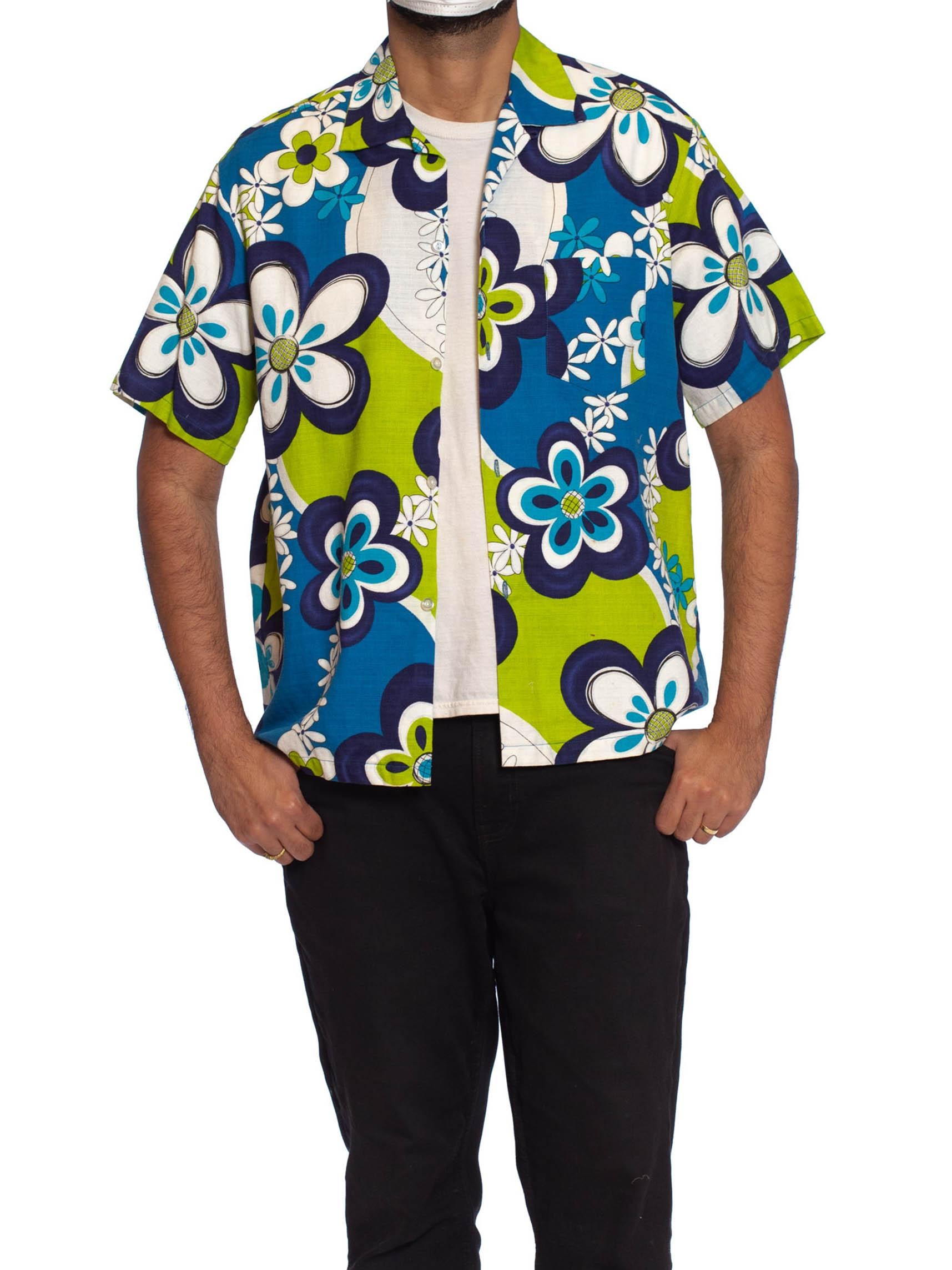 blue and green hawaiian shirt