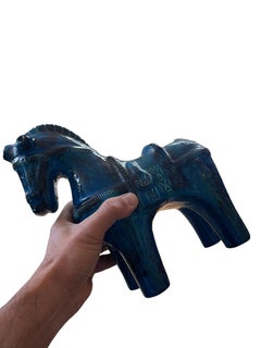 1960's Blue horse ceramic sculpture by Aldo Londi