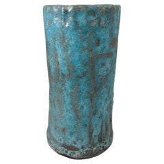 1960s Blue Lava Glaze Art Pottery Glass Vessel