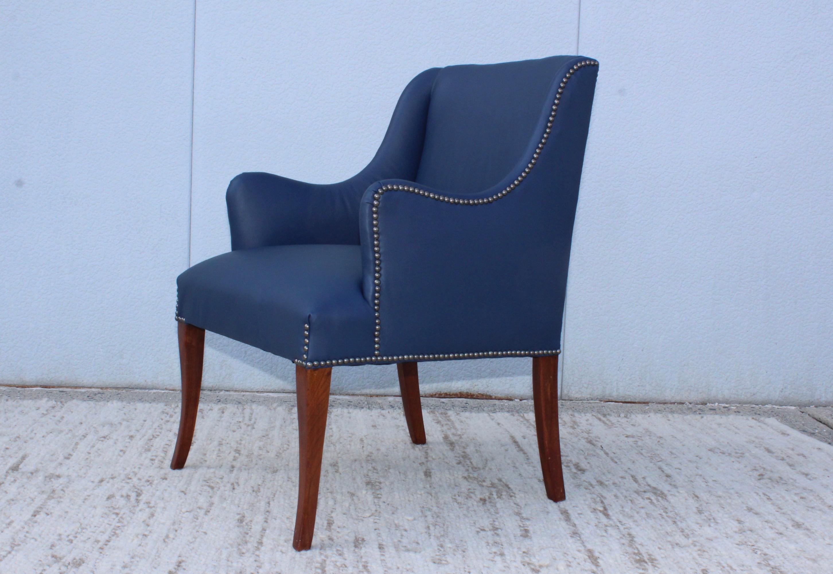 1960s Blue Leather Lounge Chairs 4