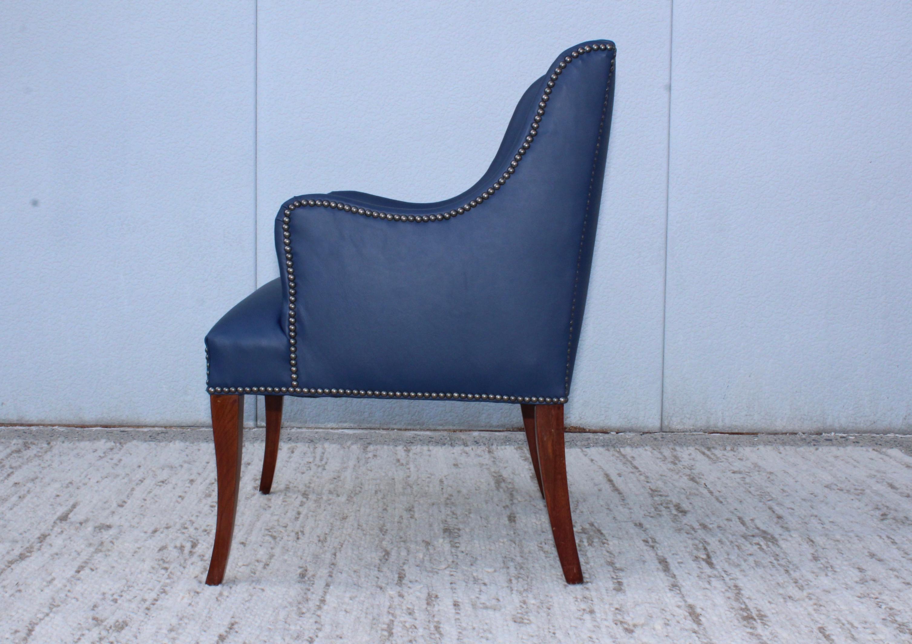 1960s Blue Leather Lounge Chairs 5